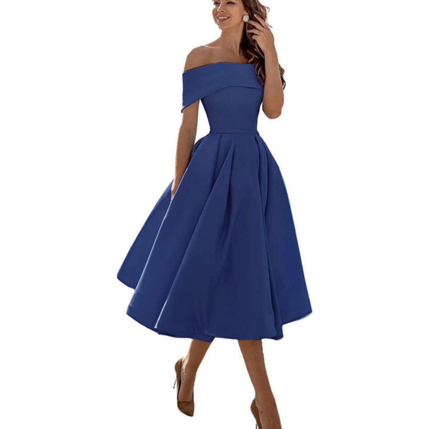 Femmes Robe Évasée | Épaules Dénudées Midi