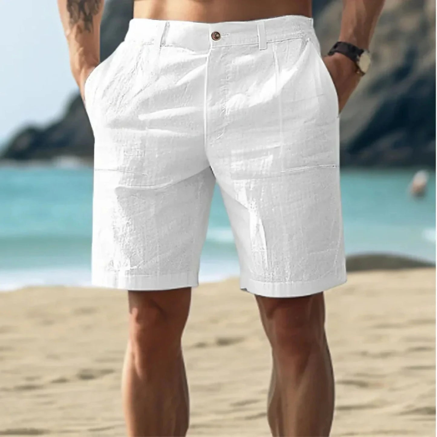 Hommes Shorts Lin | Décontracté Été