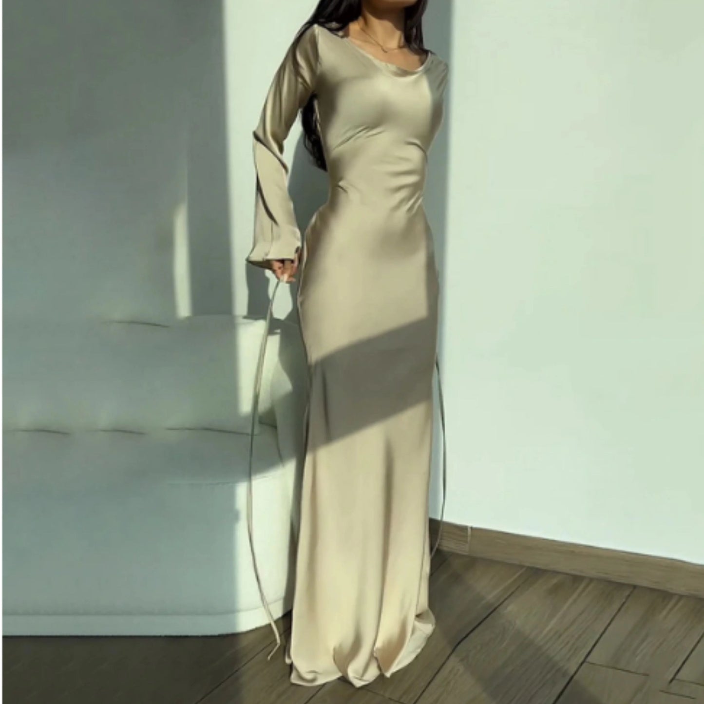 Femmes Robe Invitée Mariage Maxi | Manches Longues