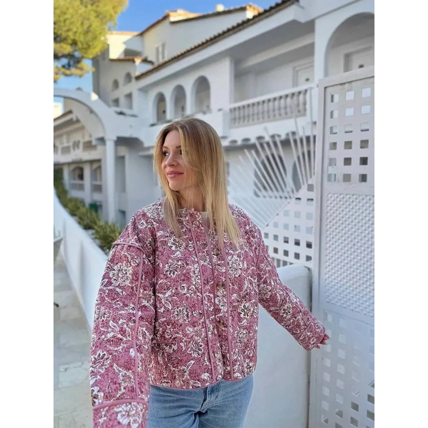 Femmes Veste Florale | Imprimé Fleuri Coupe Ajustée