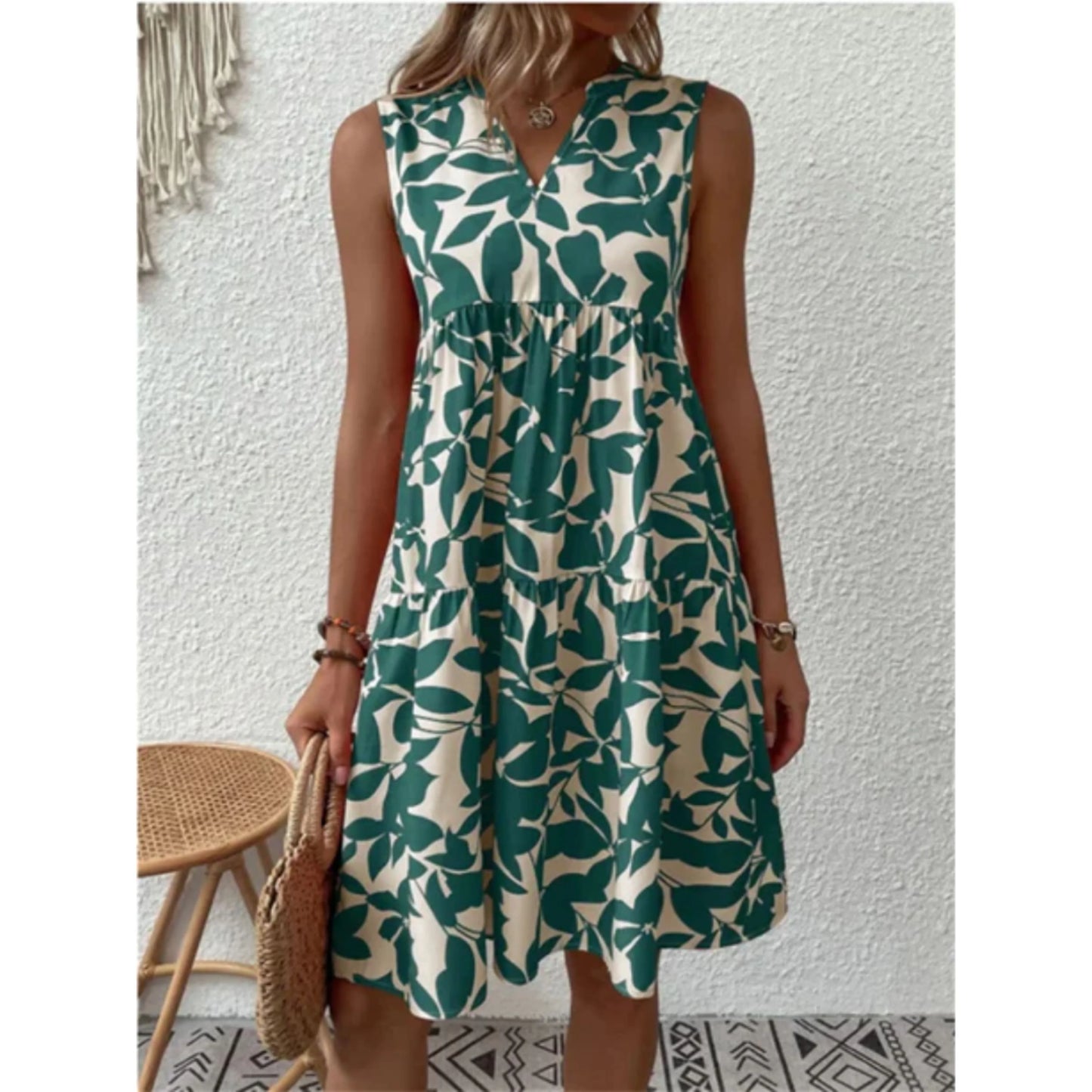 Femmes Robe Smock d'Été | Sans Manches Midi