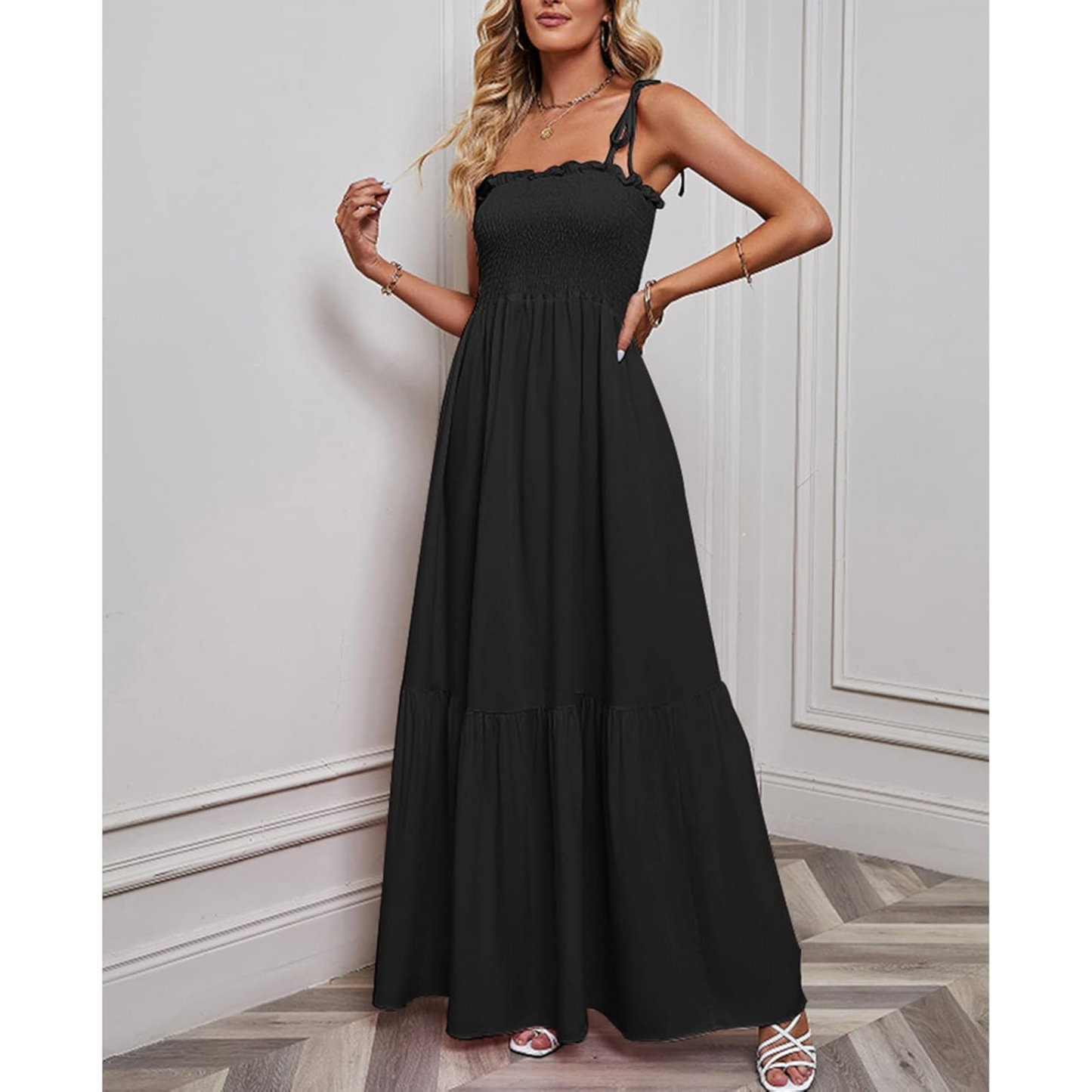Femmes Robe Maxi | Bretelles Fines et Coupe Épurée