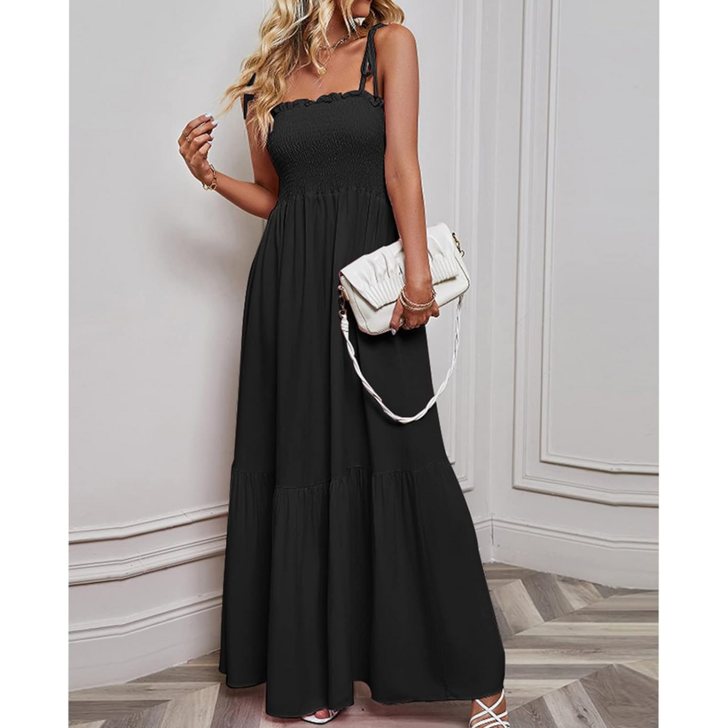 Femmes Robe Maxi | Bretelles Fines et Coupe Épurée