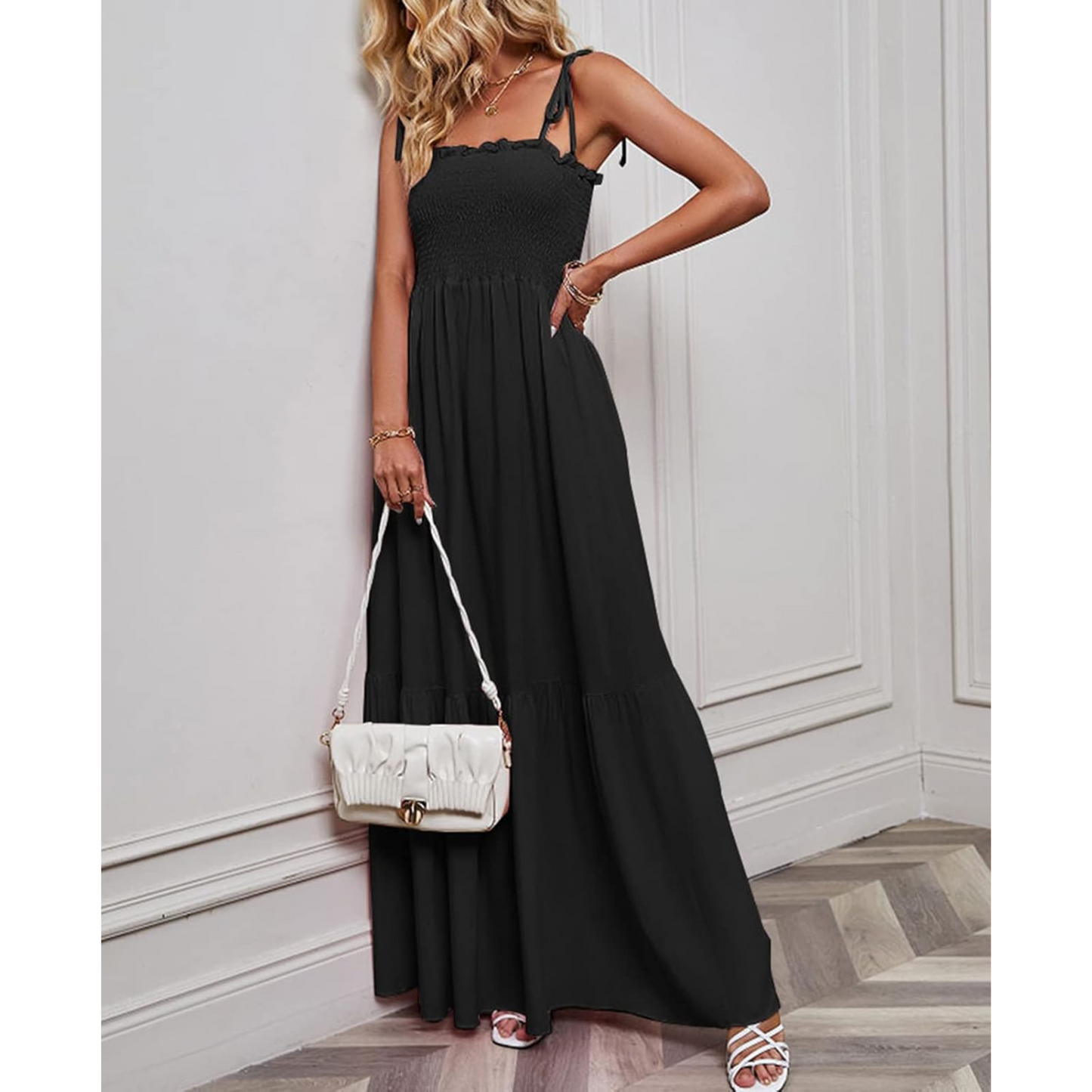 Femmes Robe Maxi | Bretelles Fines et Coupe Épurée