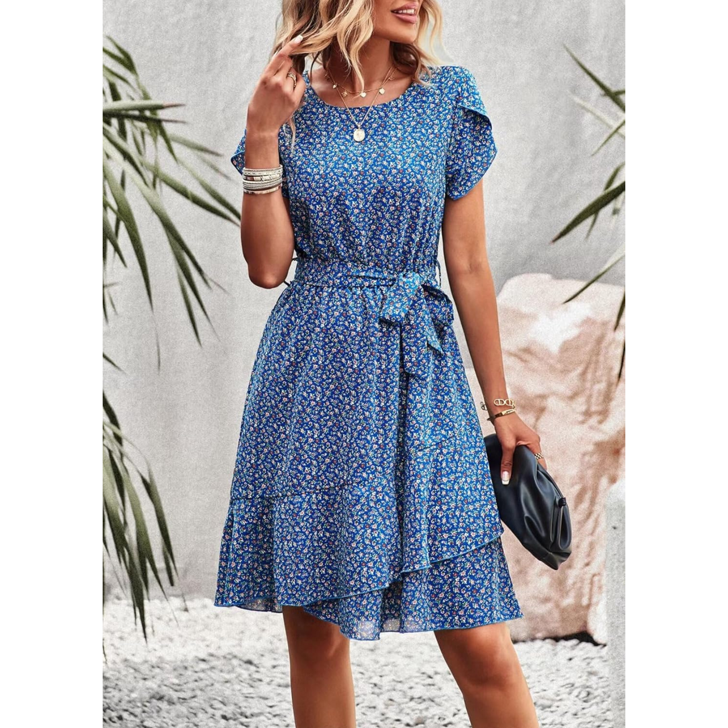 Femmes Robe Courte Boho | Imprimé Fleuri