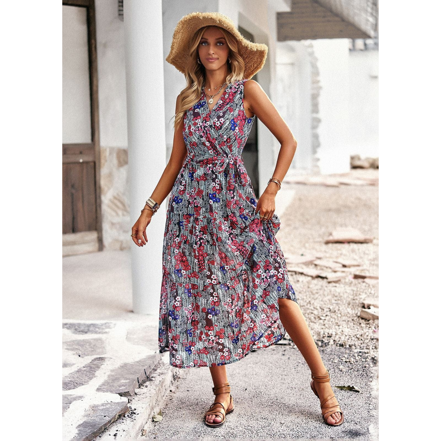 Femmes Robe Midi Boho Printemps | Col V et Style Cérémonie