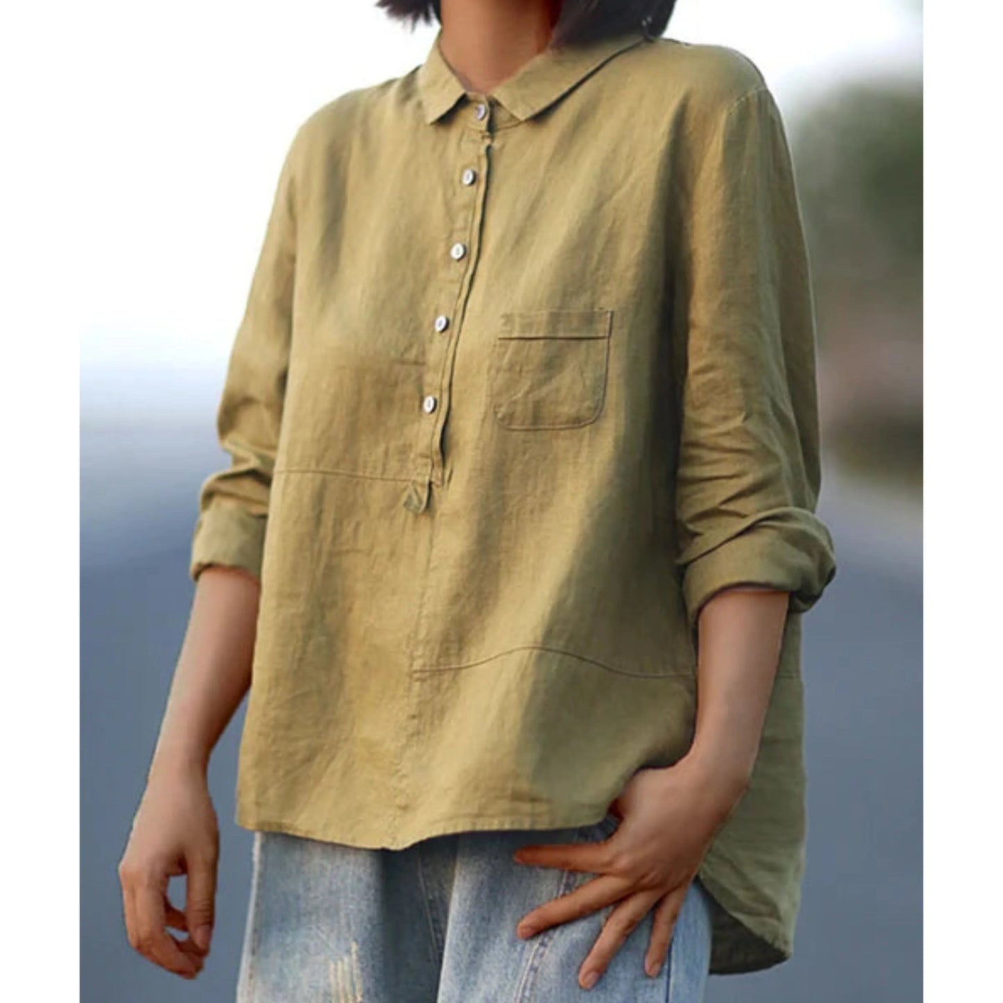 Femmes Blouse Décontractée Oversize | Manches Longues