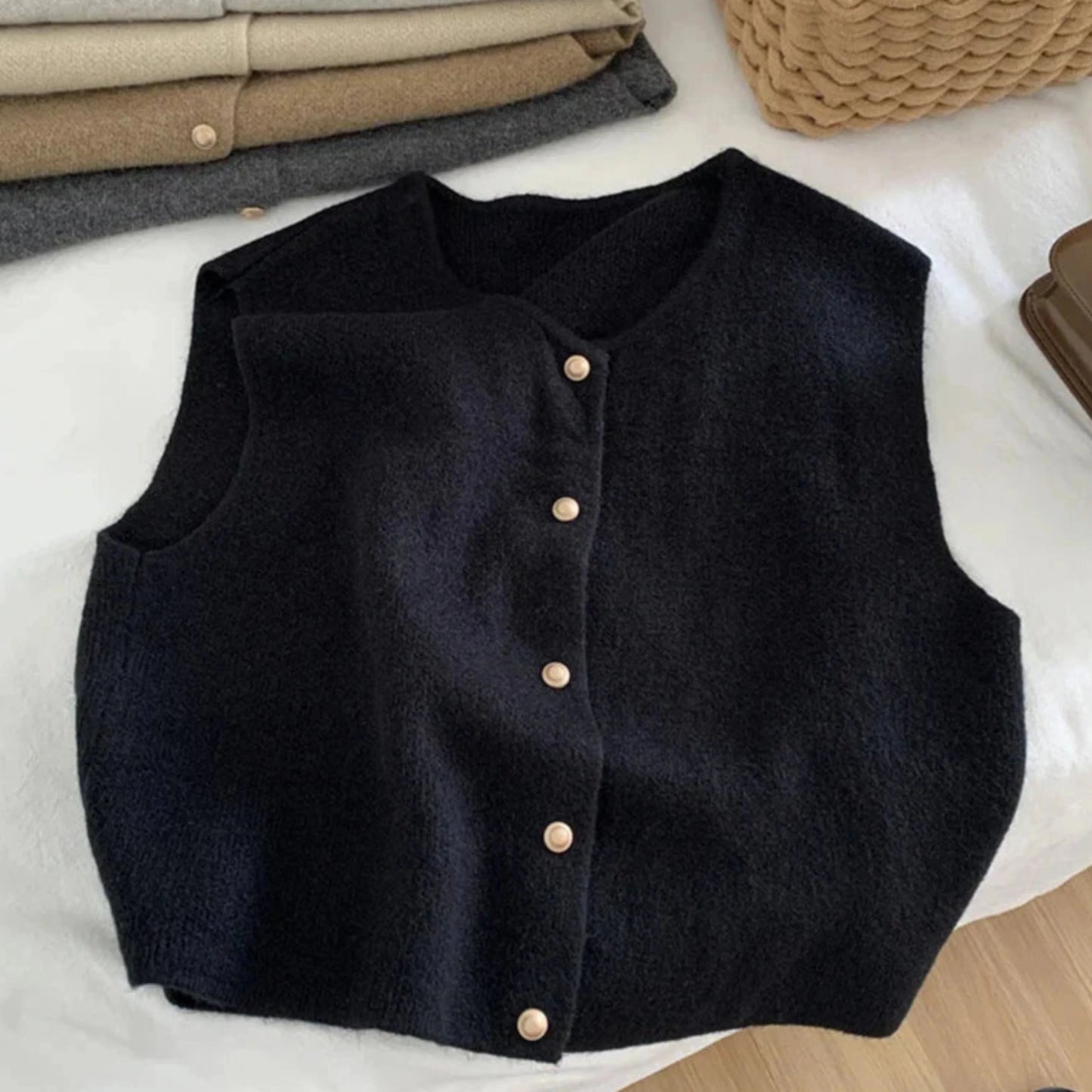 Femmes Veste Sans Manches Boutonnée | Décontractée
