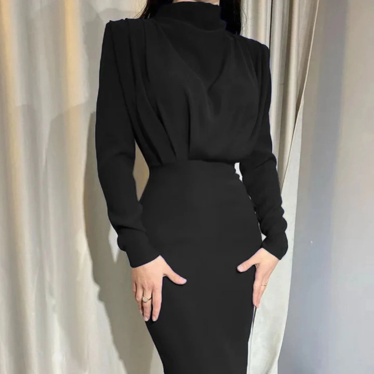 Femmes Robe de Soirée | Manches Longues Midi