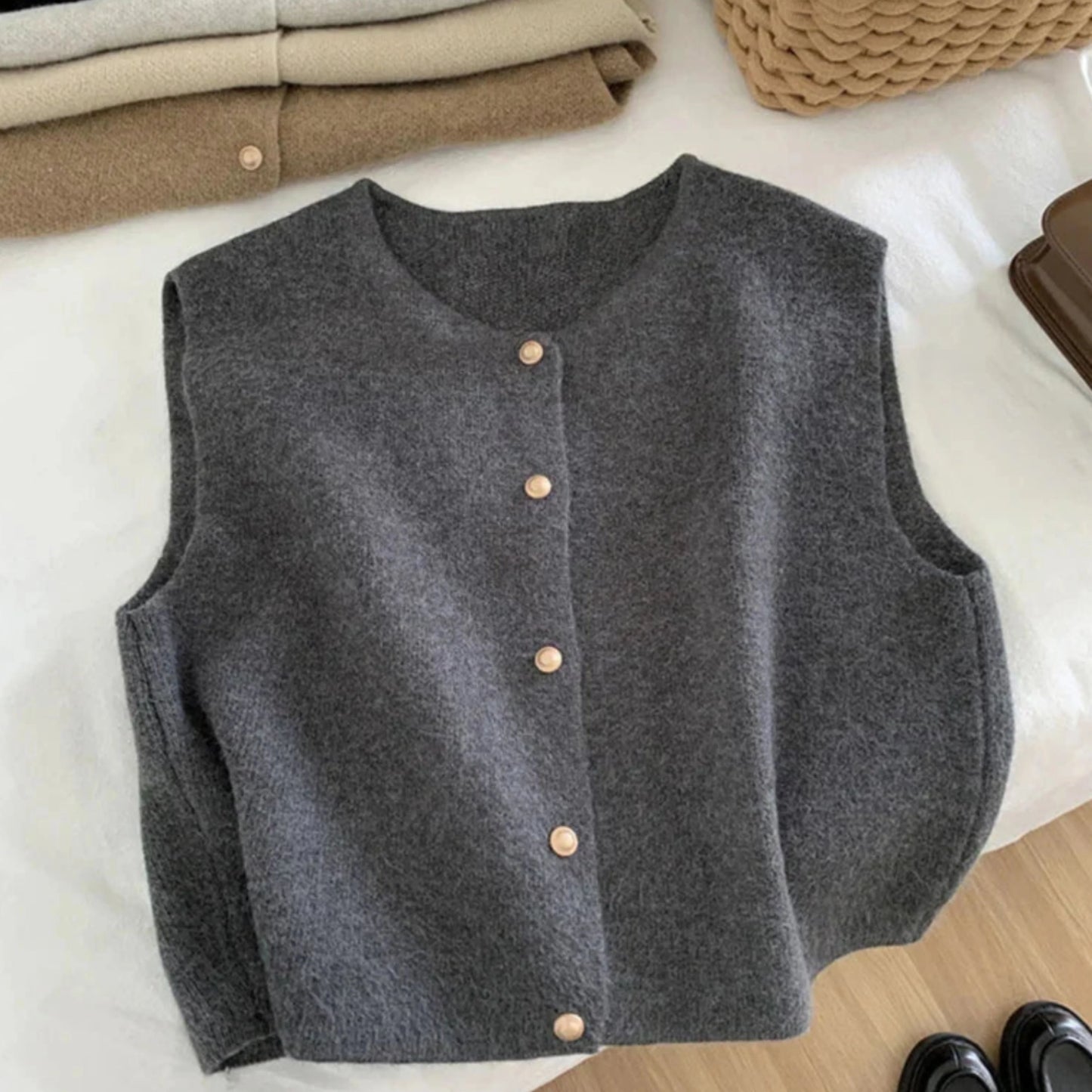 Femmes Veste Sans Manches Boutonnée | Décontractée