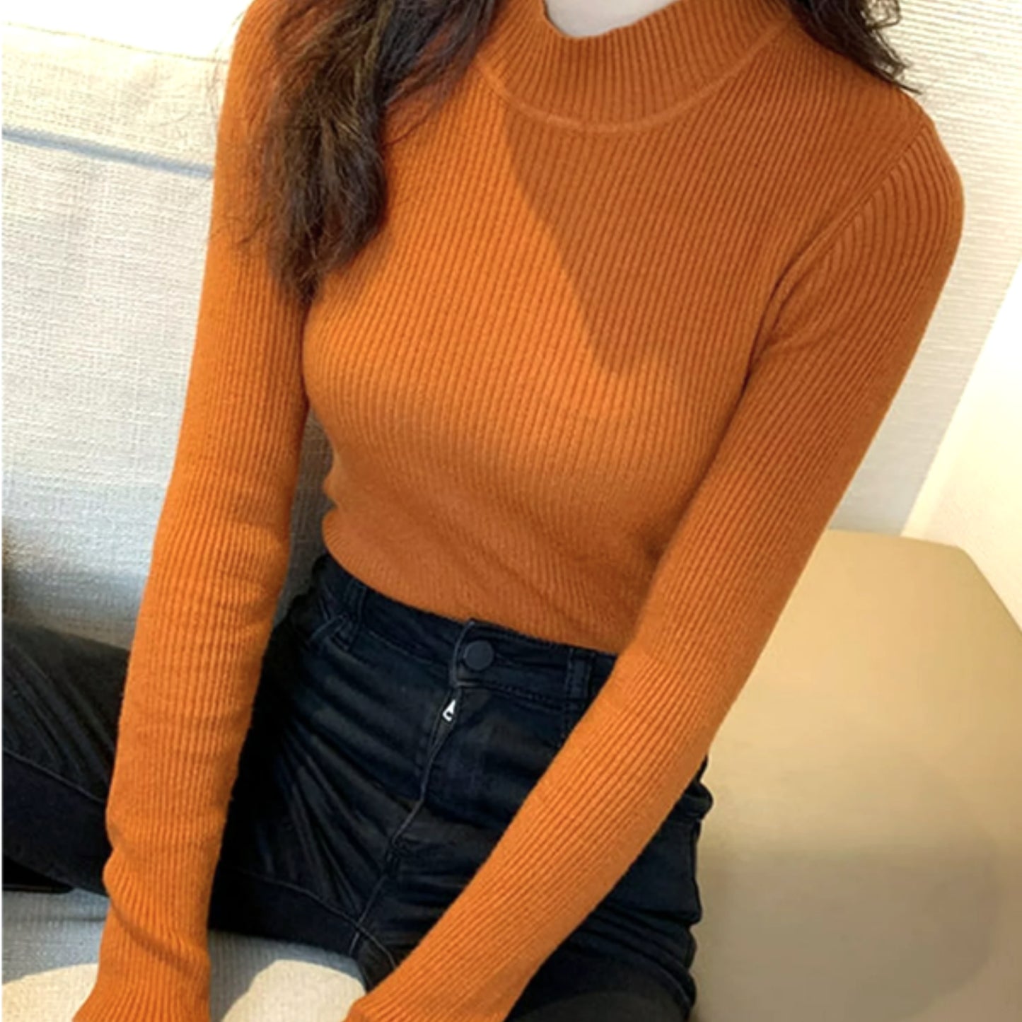 Daphnéa | Pull Col Roulé Pour Femme | Tricot Ribbé