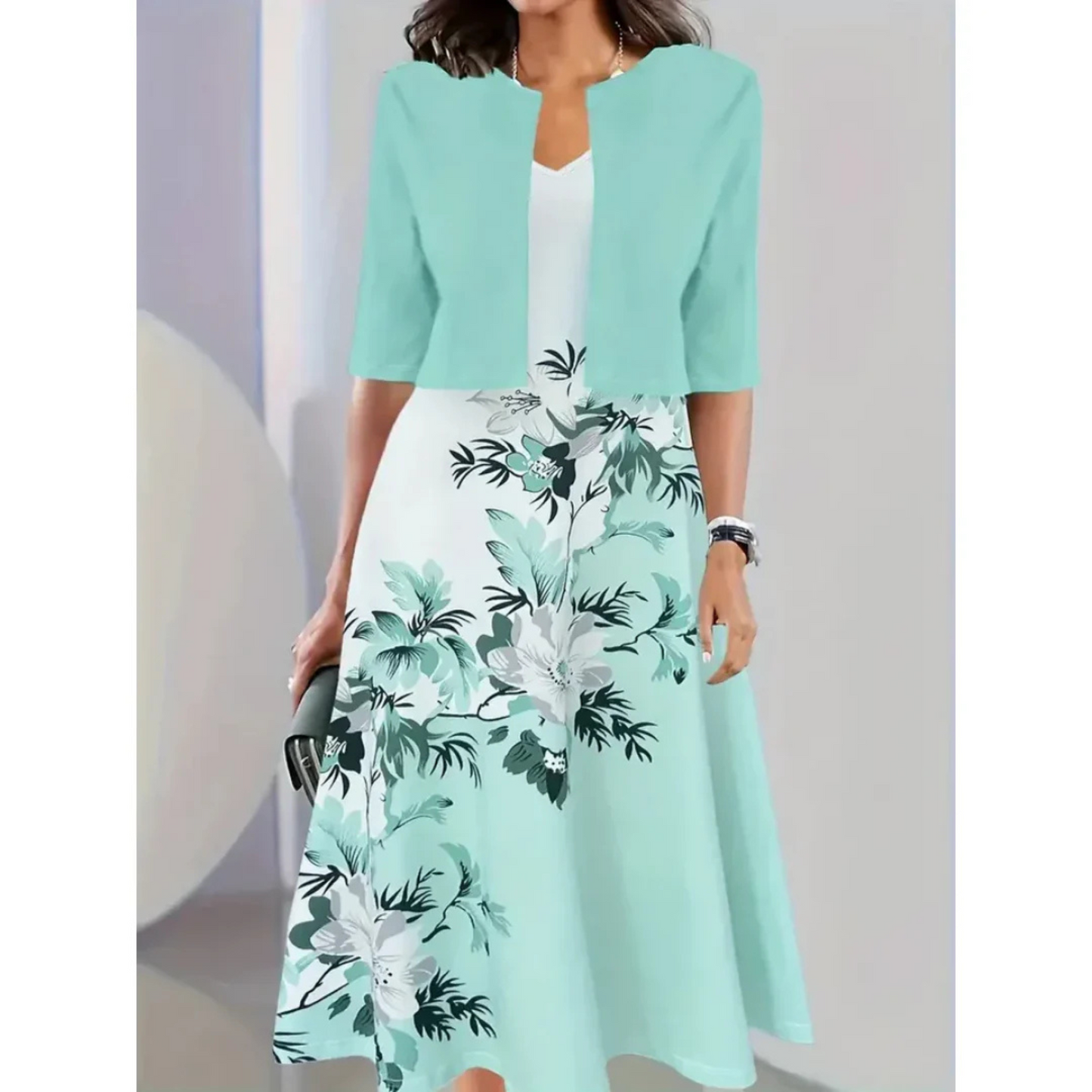 Karinne | Femme Robe Blazer | Élégance Structurée Florale