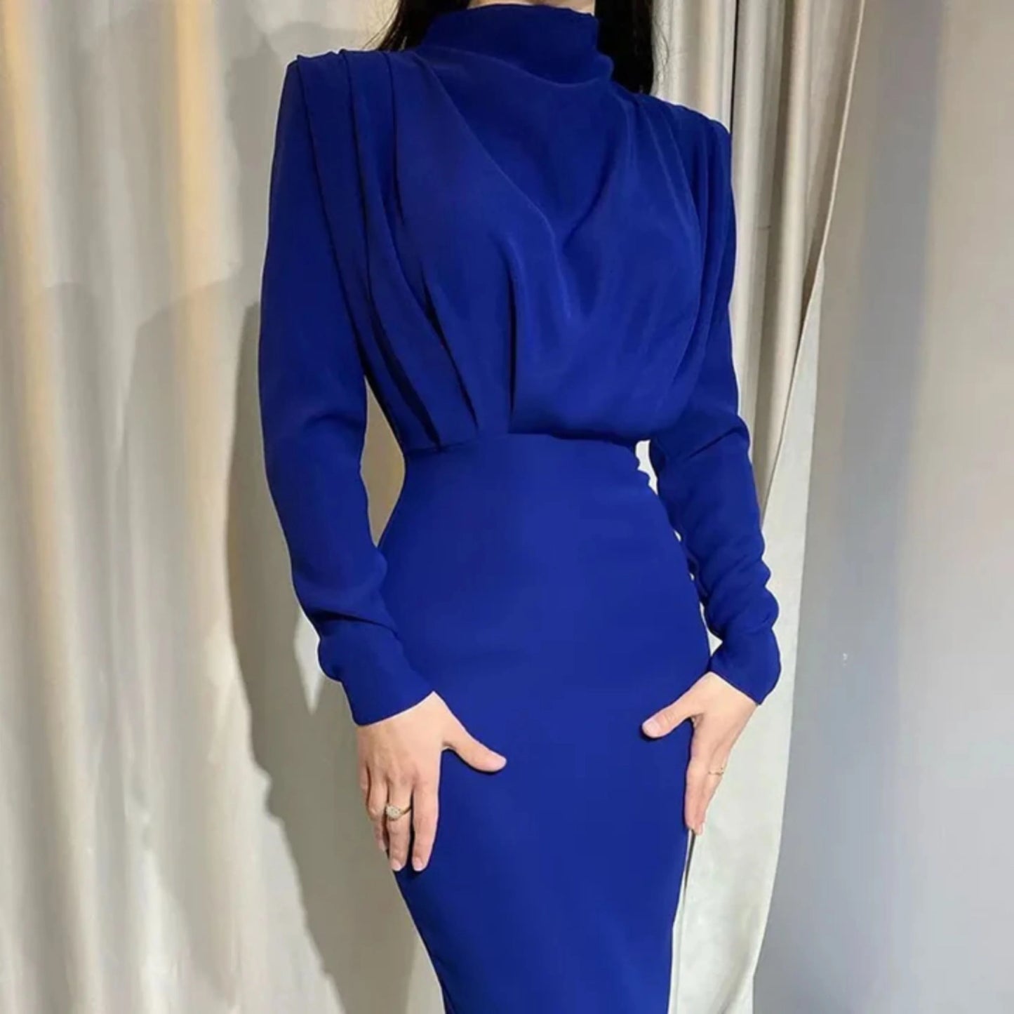 Femmes Robe de Soirée | Manches Longues Midi