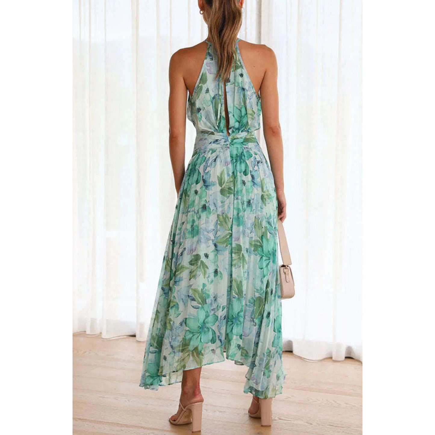 Femmes Robe | Mi-Longue Plissée à Fleurs