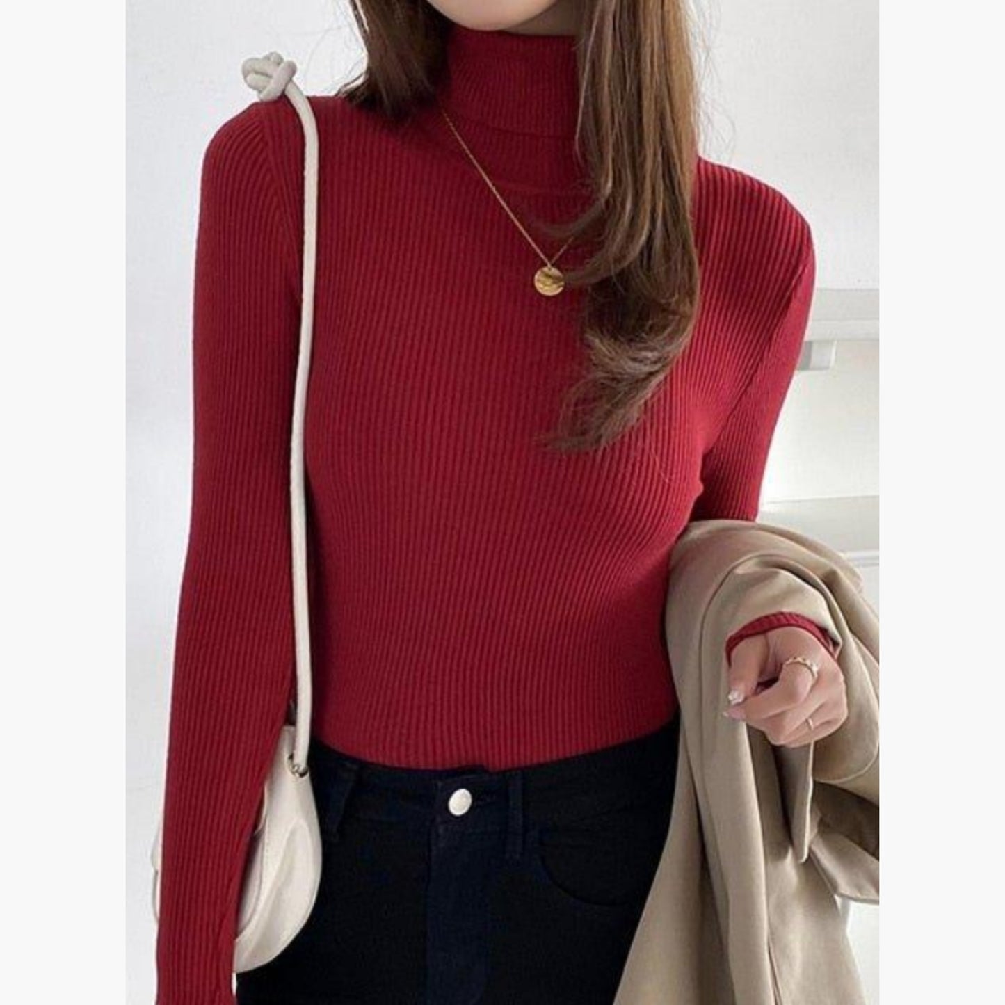 Daphnéa | Pull Col Roulé Pour Femme | Tricot Ribbé