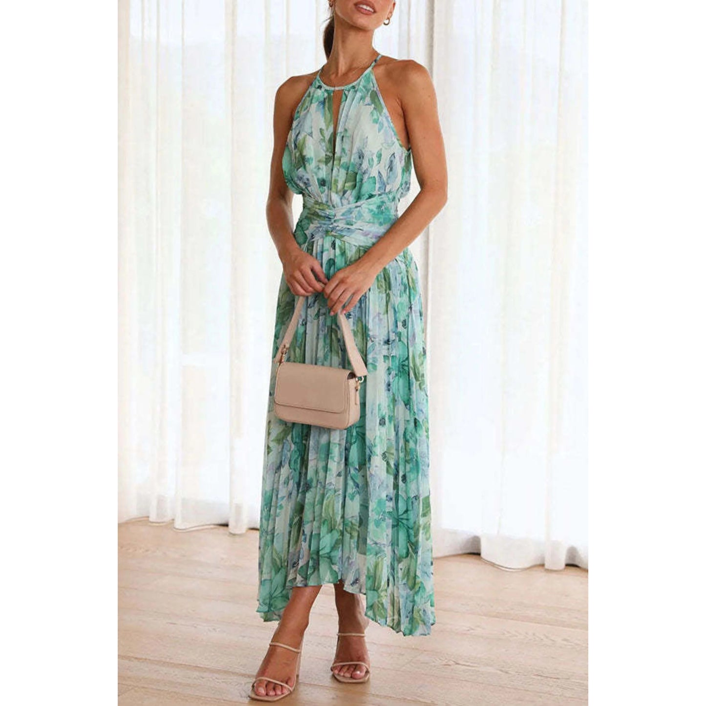 Femmes Robe | Mi-Longue Plissée à Fleurs
