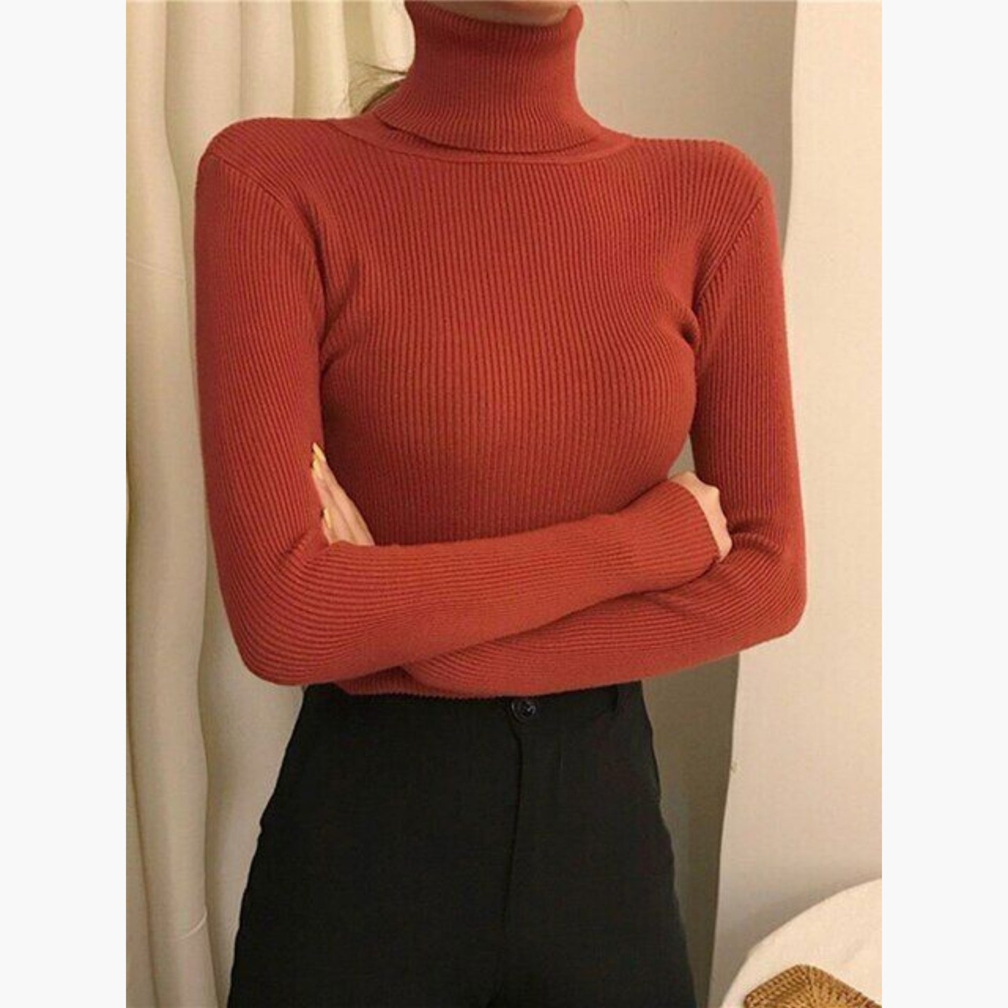 Daphnéa | Pull Col Roulé Pour Femme | Tricot Ribbé