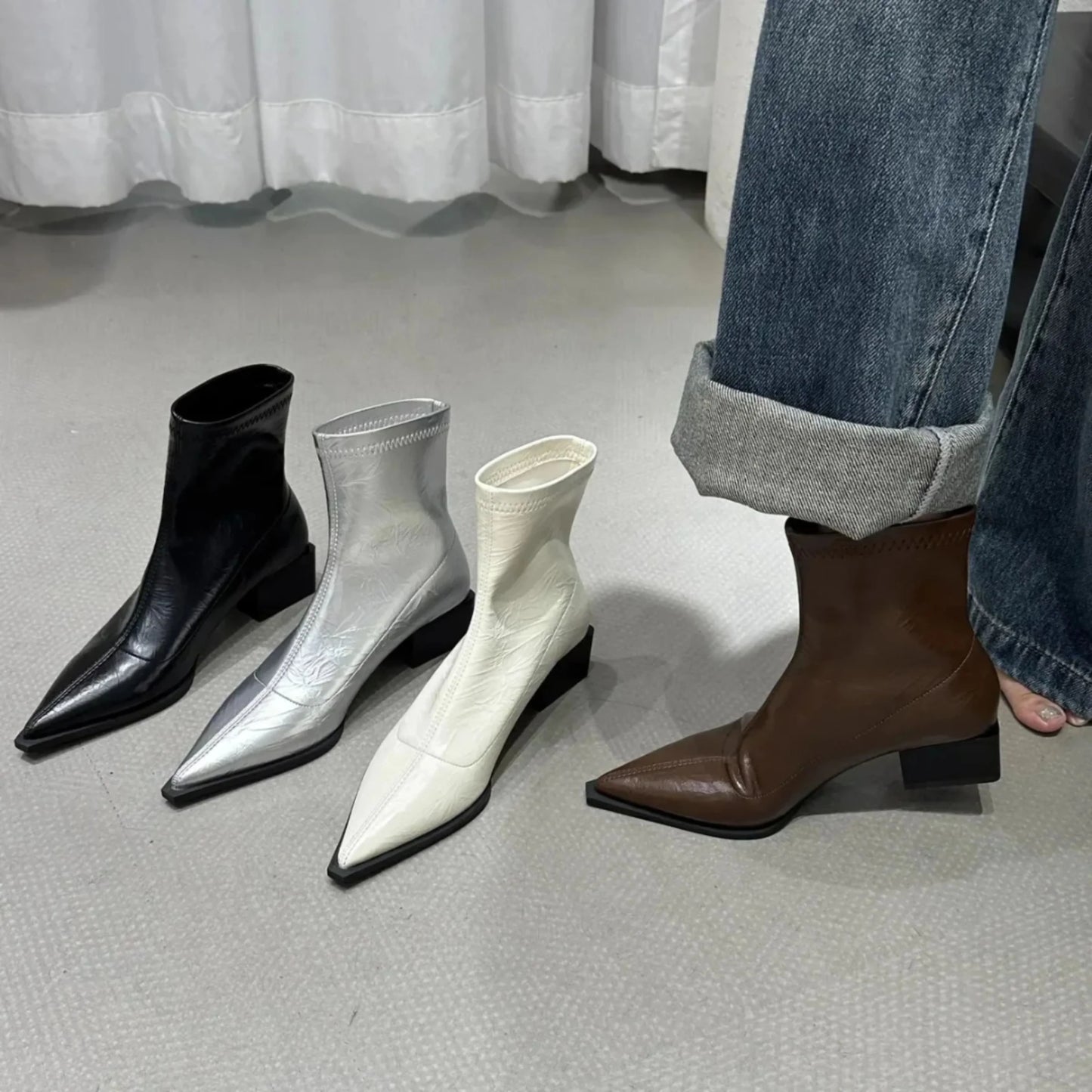 Femmes Bottines À Bout Pointu | Chic