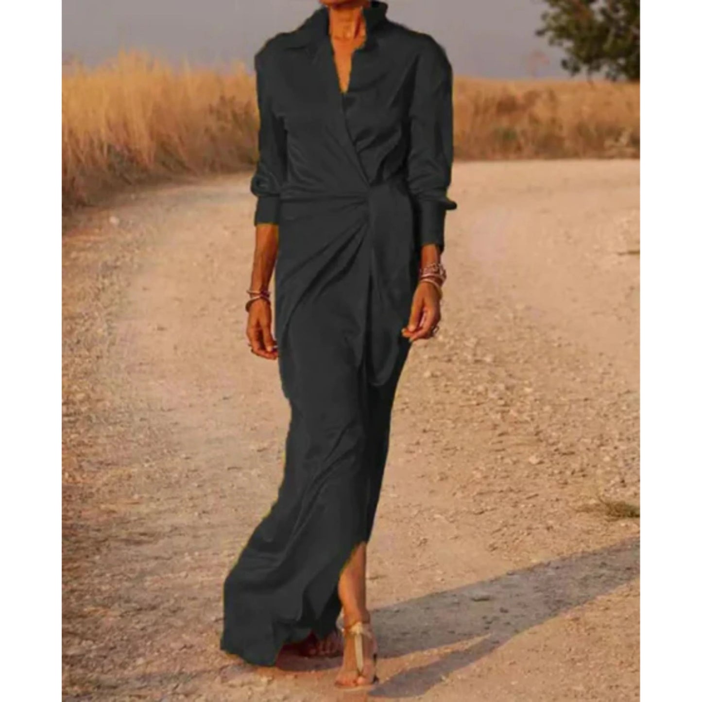 Femmes Robe Chemise Portefeuille | Maxi