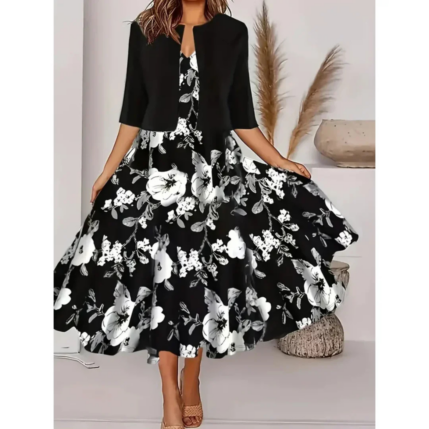 Karinne | Femme Robe Blazer | Élégance Structurée Florale