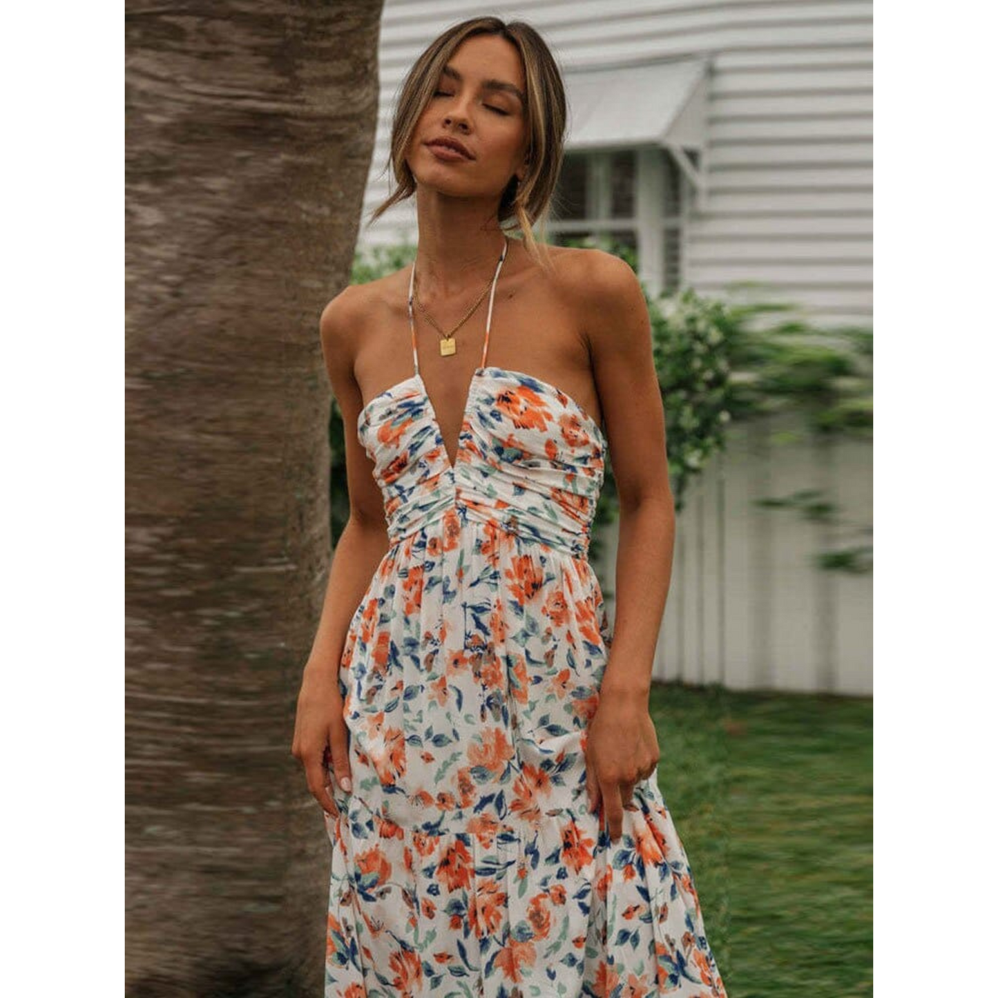 Femmes Robe Invité Mariage Été | Imprimé Fleuri et Col V
