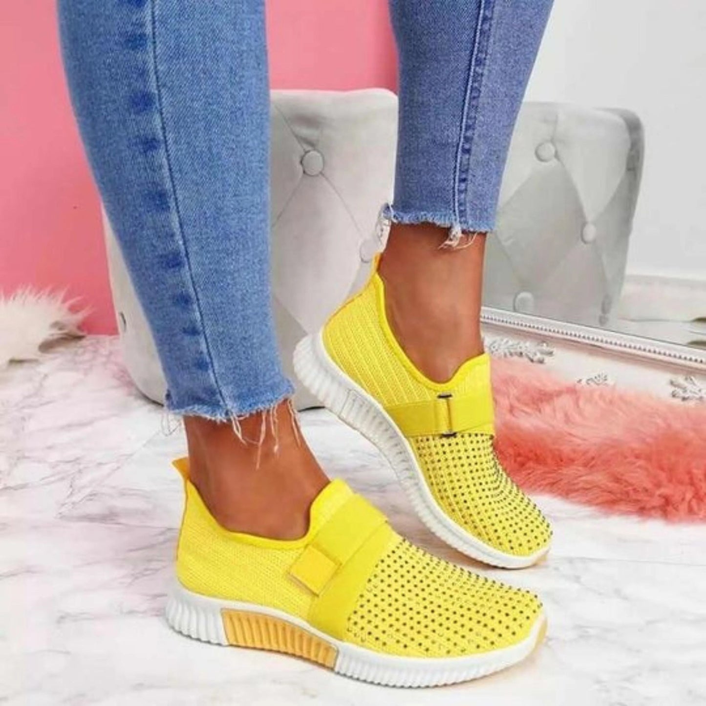 Femmes Sneakers Slip-On | Fermeture Velcro