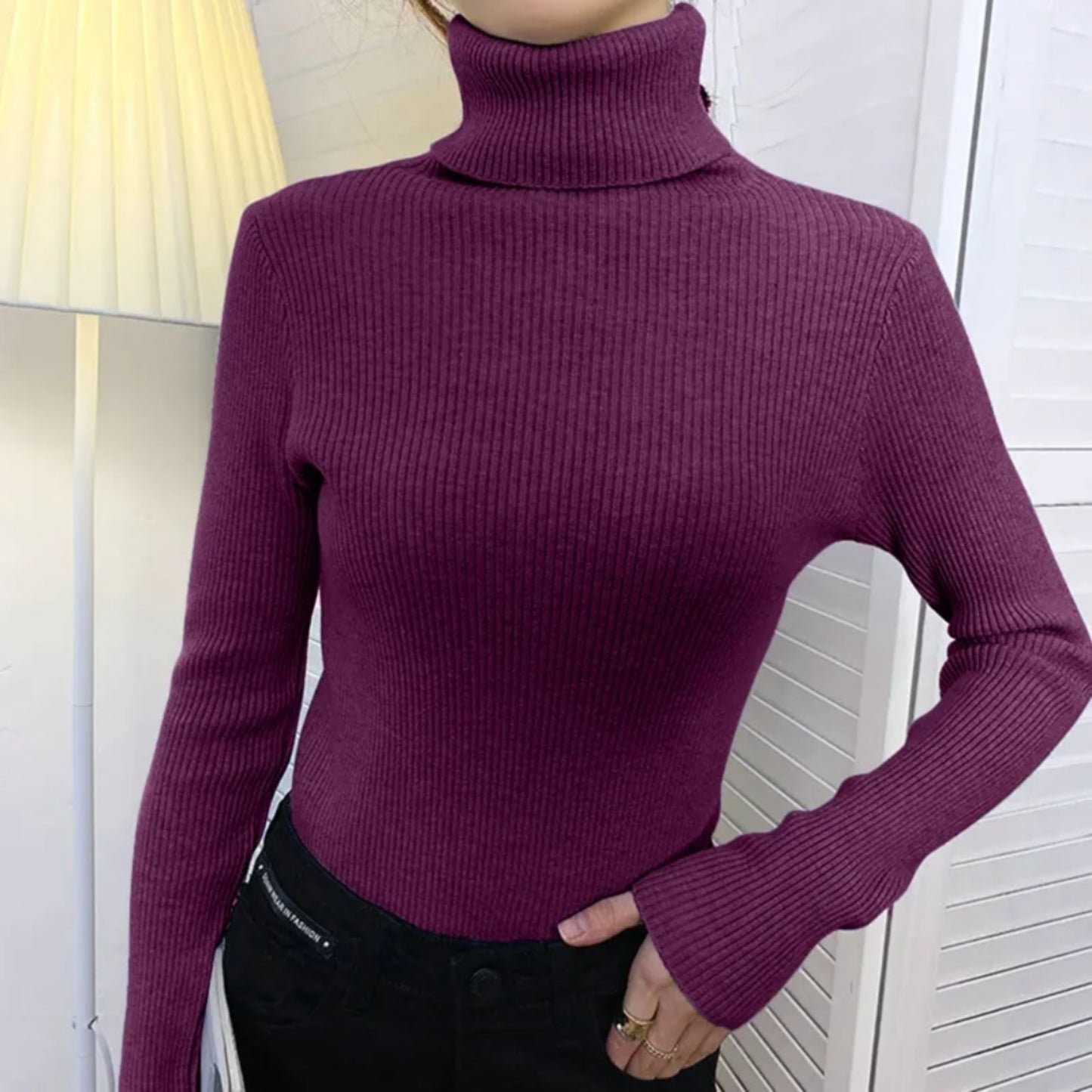 Daphnéa | Pull Col Roulé Pour Femme | Tricot Ribbé