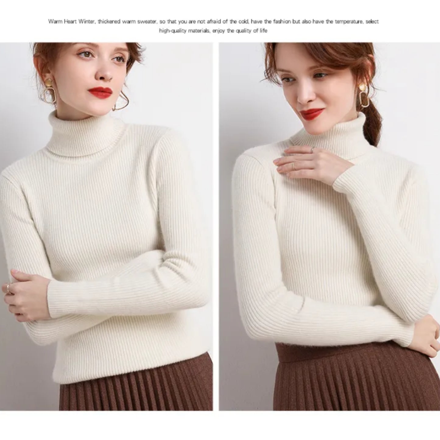 Daphnéa | Pull Col Roulé Pour Femme | Tricot Ribbé