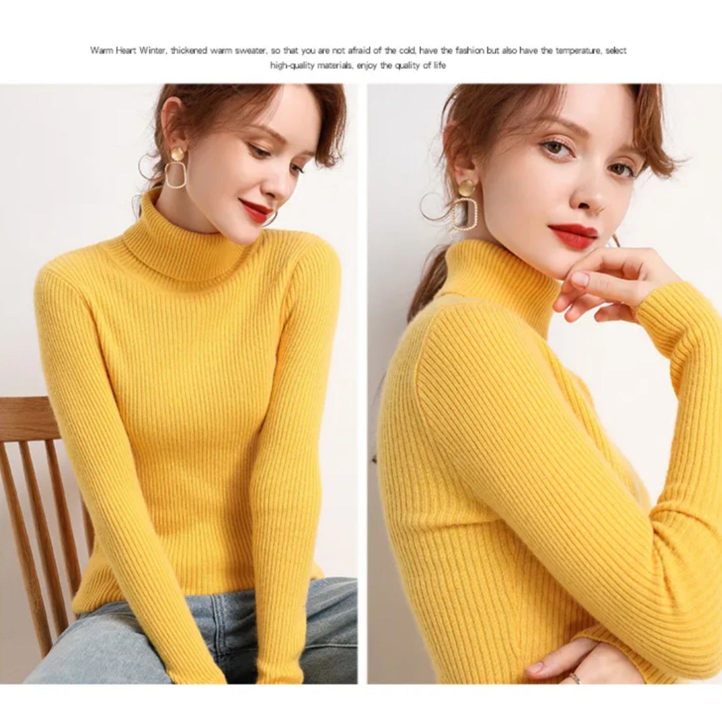 Daphnéa | Pull Col Roulé Pour Femme | Tricot Ribbé