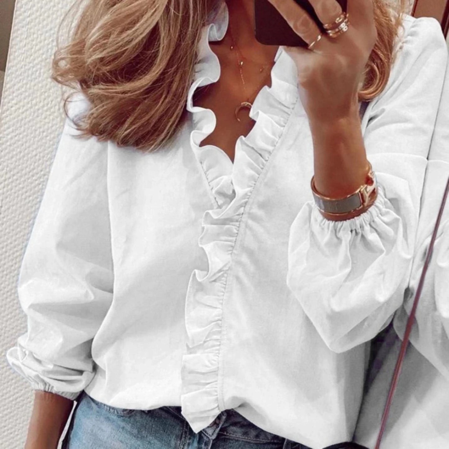 Femmes Blouse Volants Col V | Chic