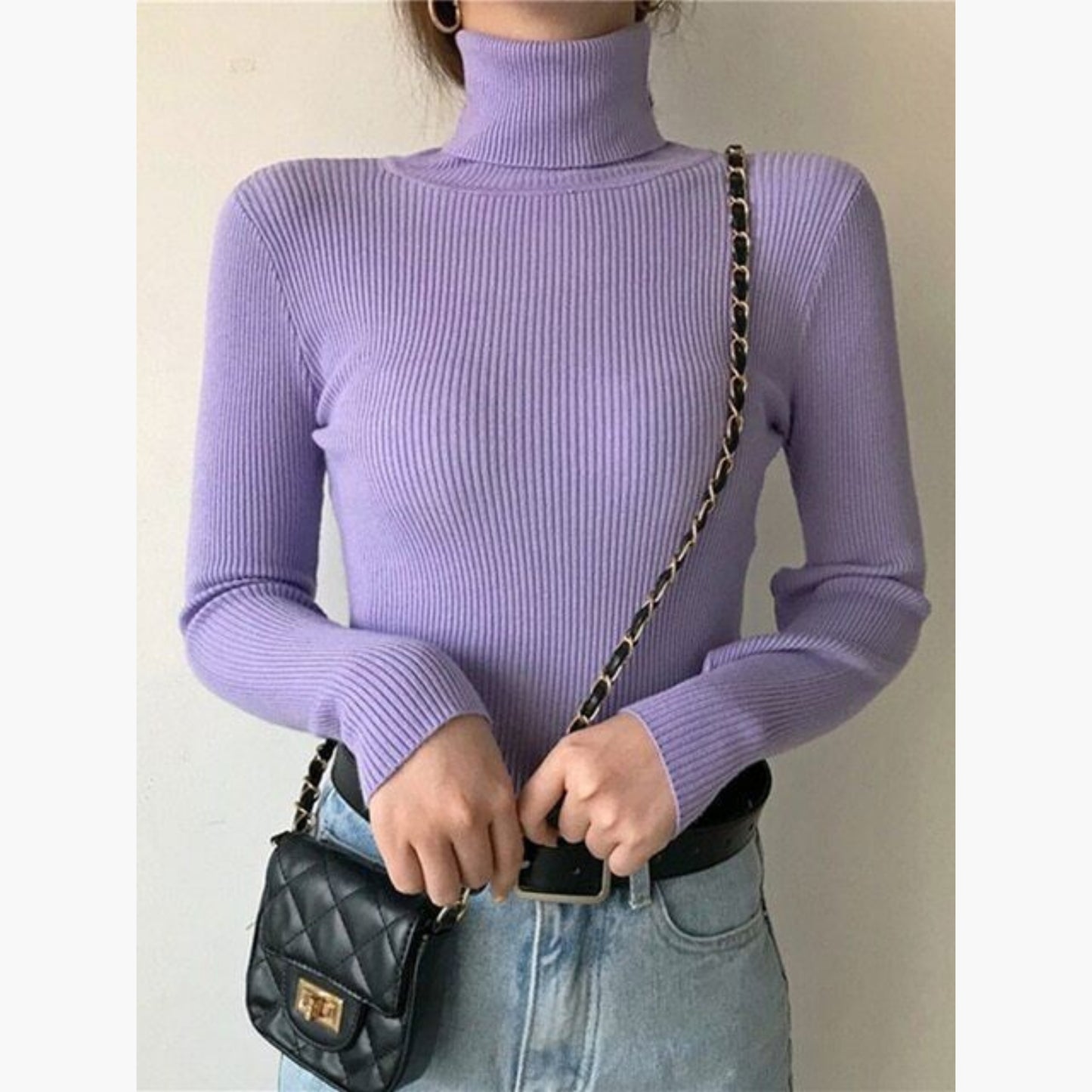 Daphnéa | Pull Col Roulé Pour Femme | Tricot Ribbé