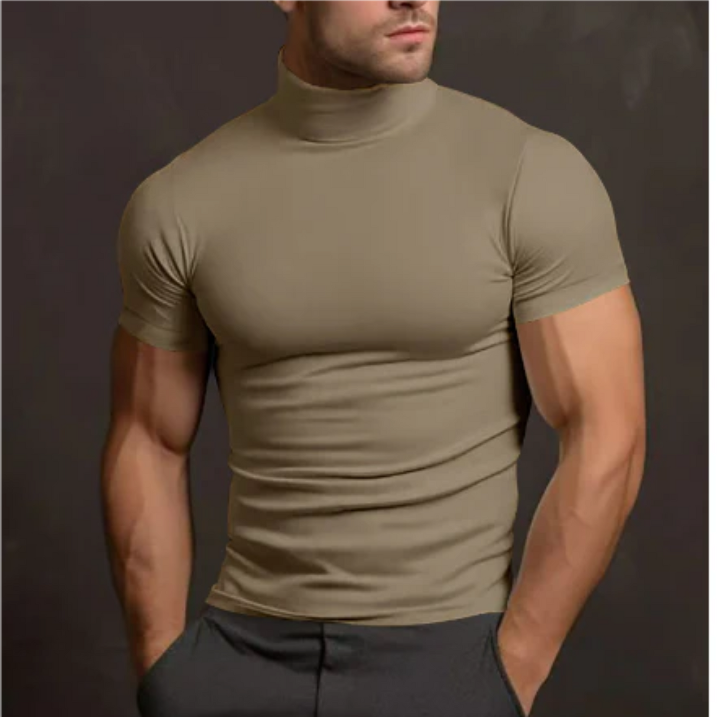 Gervais | Homme T-Shirt Col Roulé | Coupe Ajustée et Confort