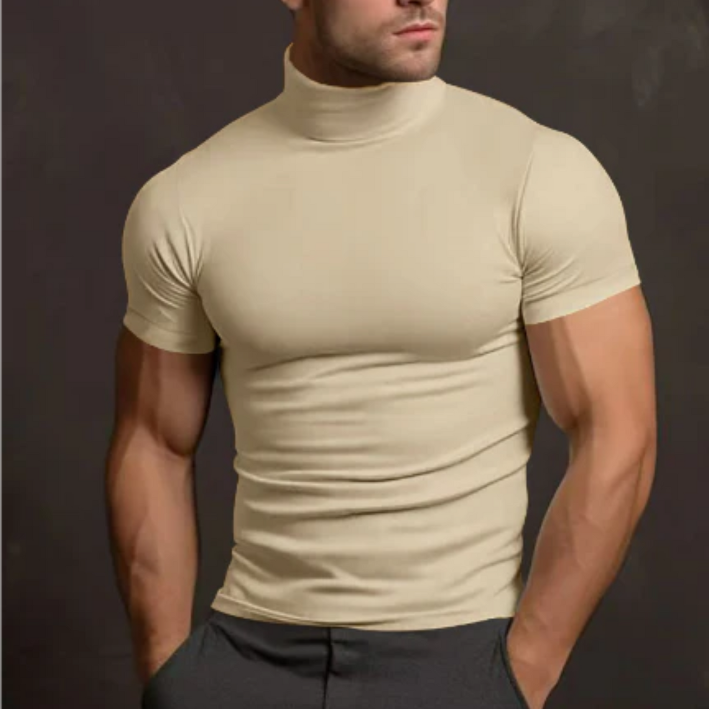 Gervais | Homme T-Shirt Col Roulé | Coupe Ajustée et Confort