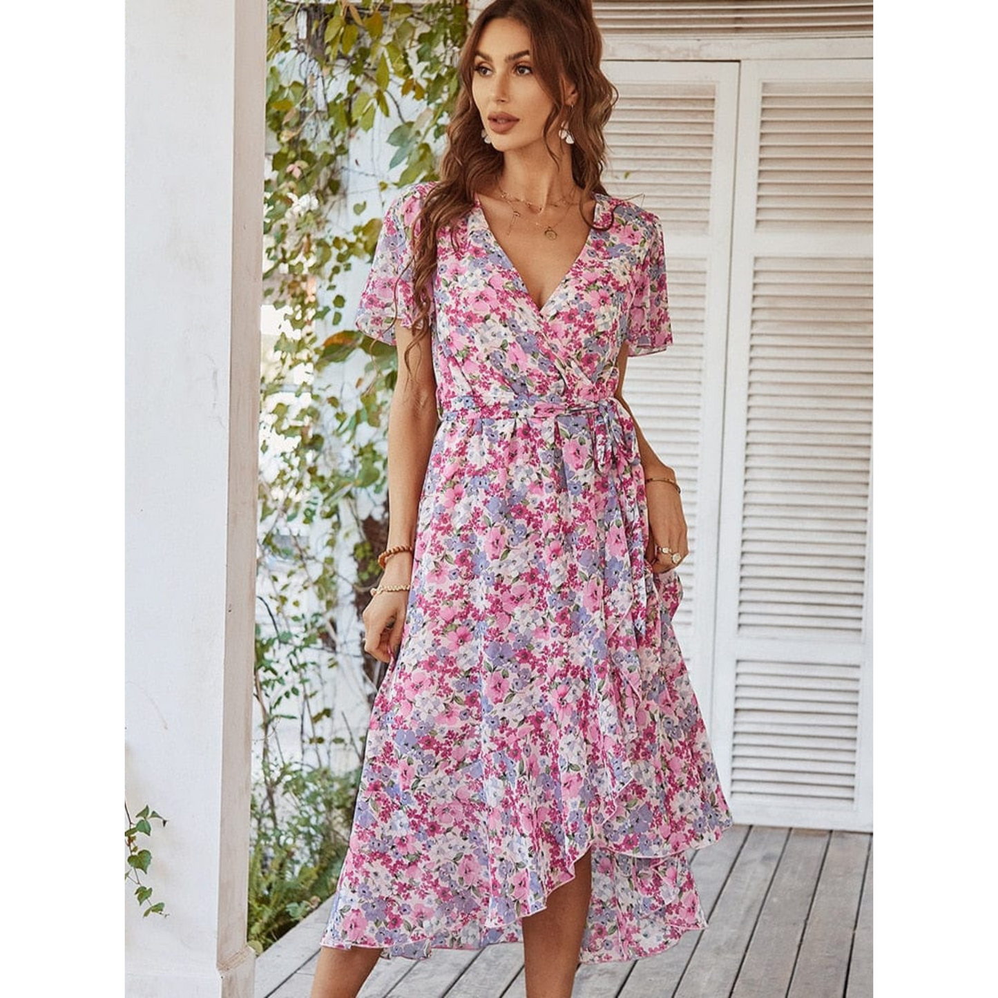 Femmes Robe Midi Boho | Imprimé Fleuri
