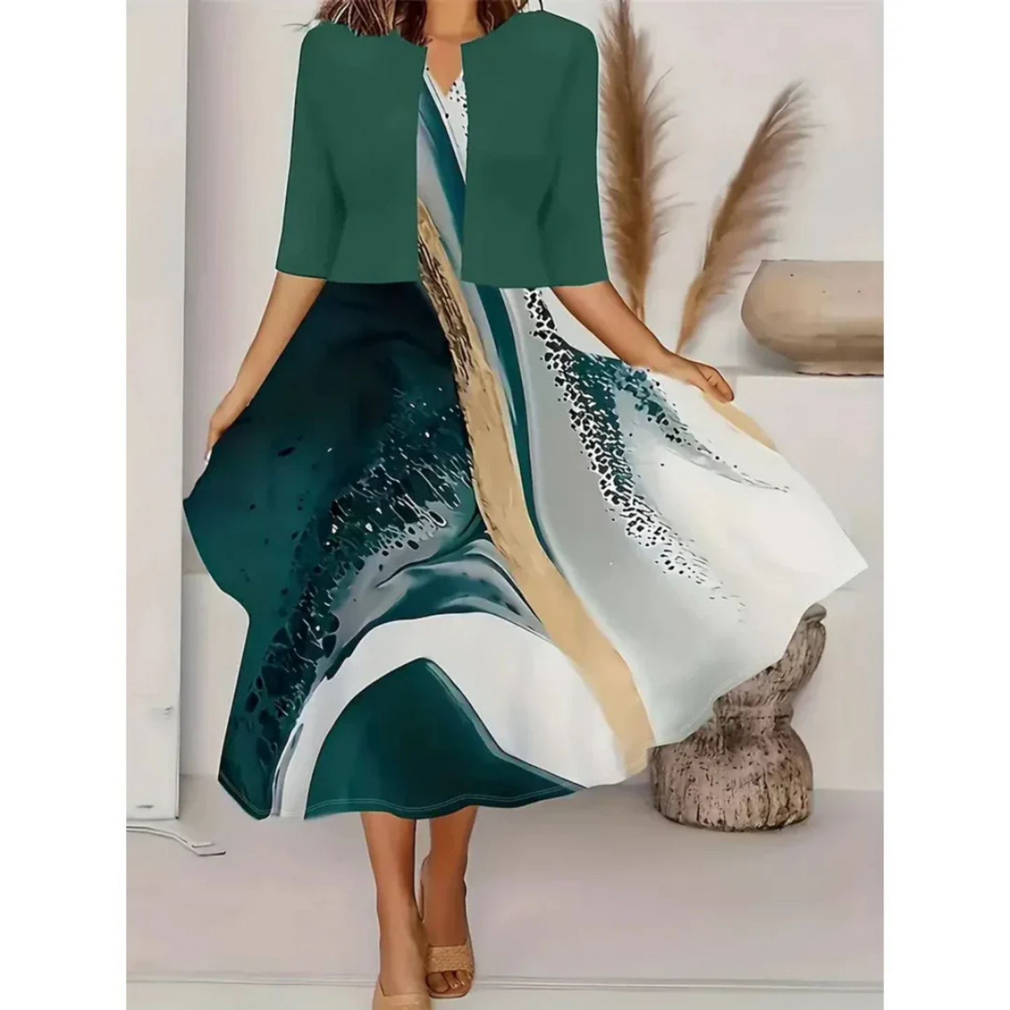 Karinne | Femme Robe Blazer | Élégance Structurée Florale