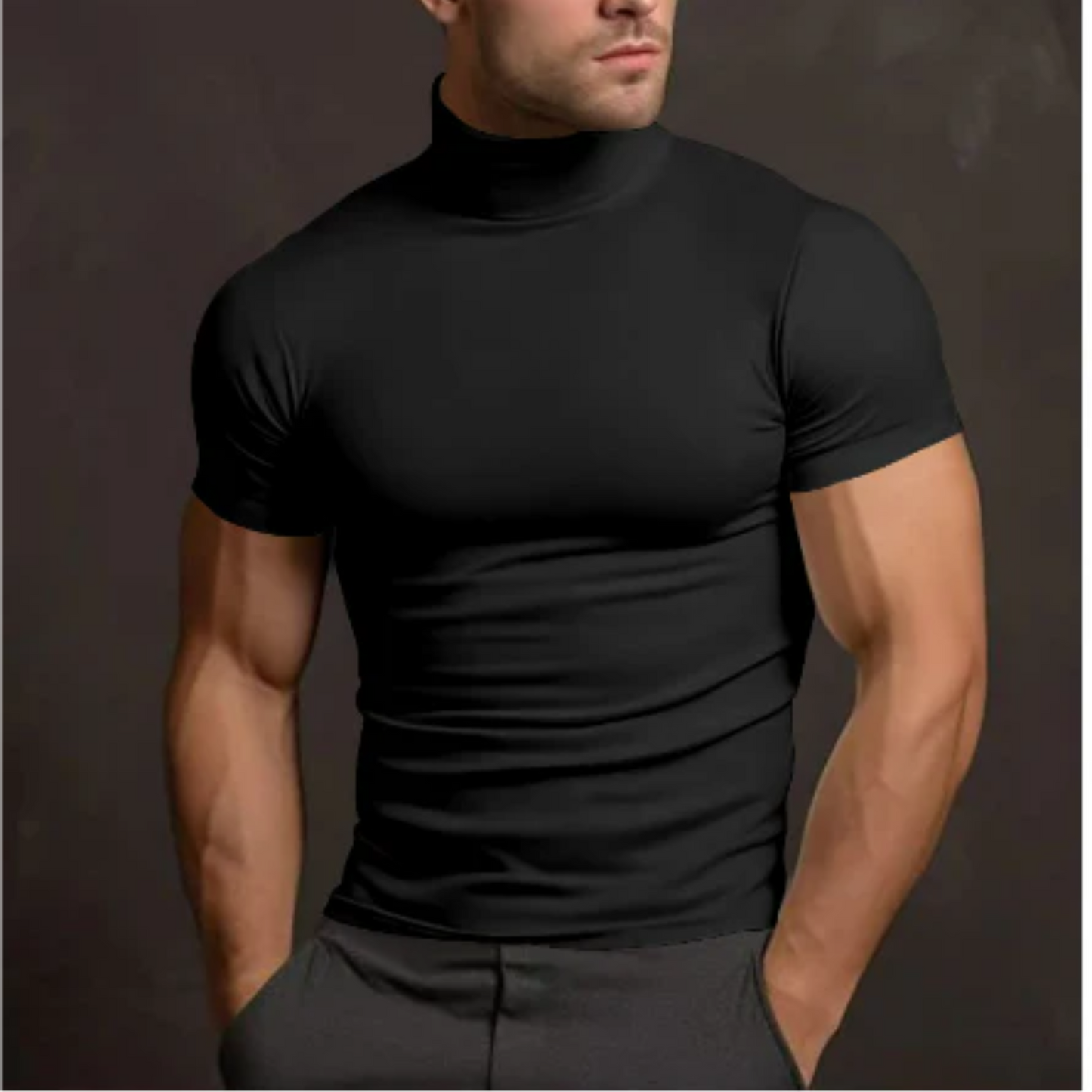 Gervais | Homme T-Shirt Col Roulé | Coupe Ajustée et Confort