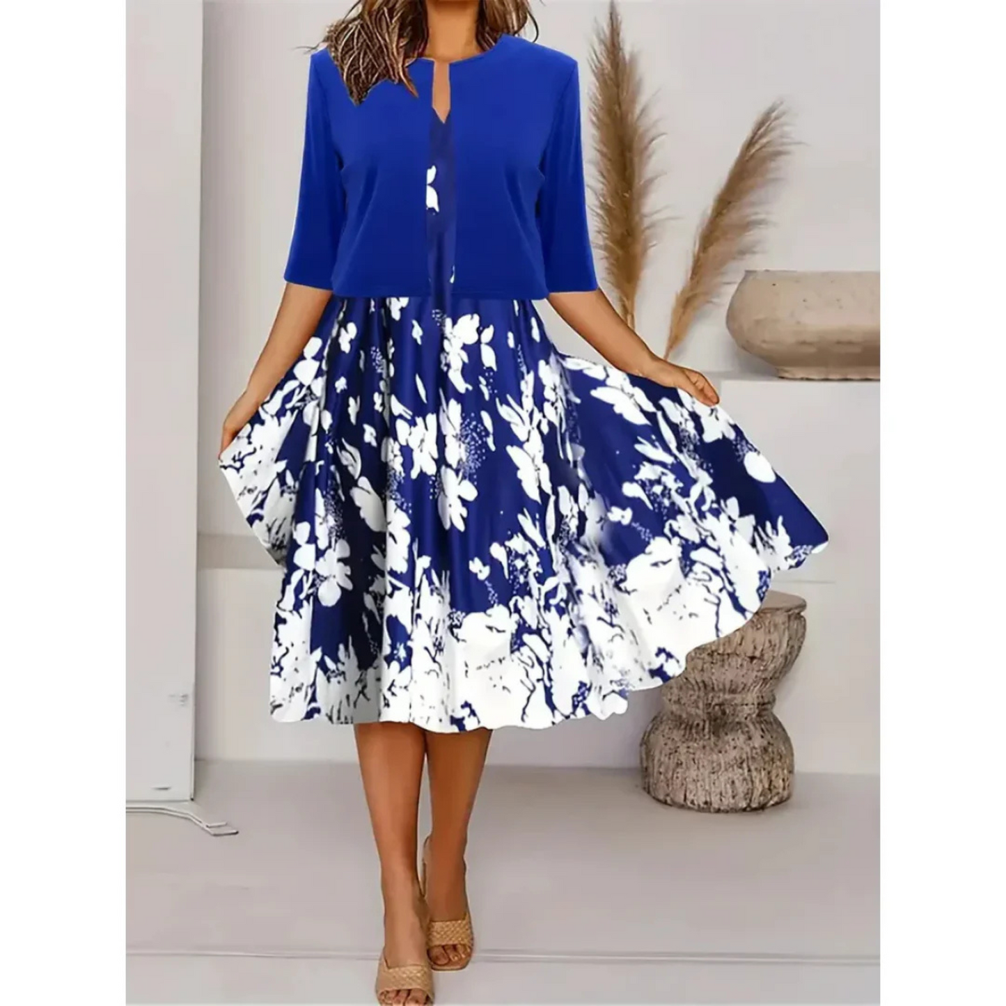 Karinne | Femme Robe Blazer | Élégance Structurée Florale
