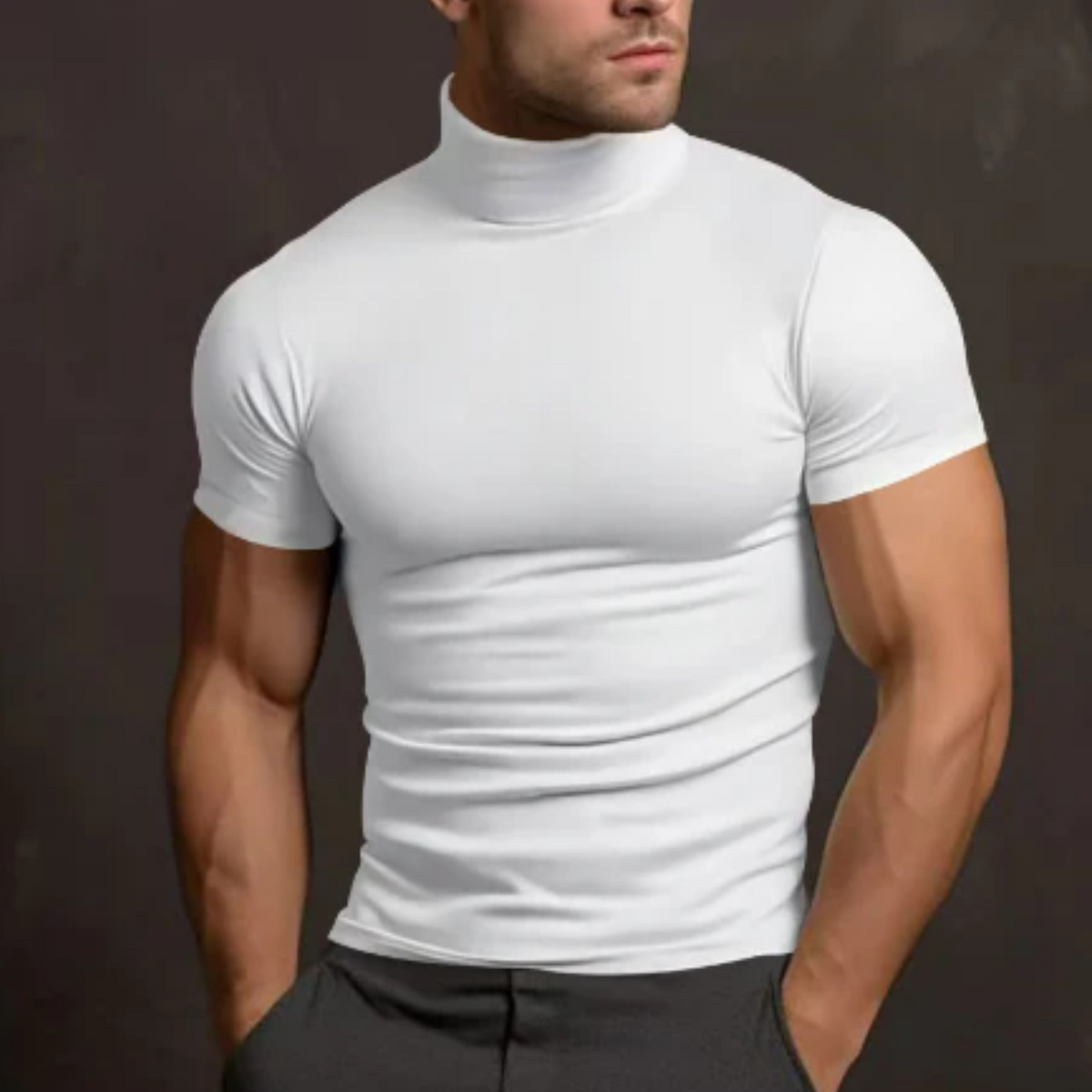 Gervais | Homme T-Shirt Col Roulé | Coupe Ajustée et Confort