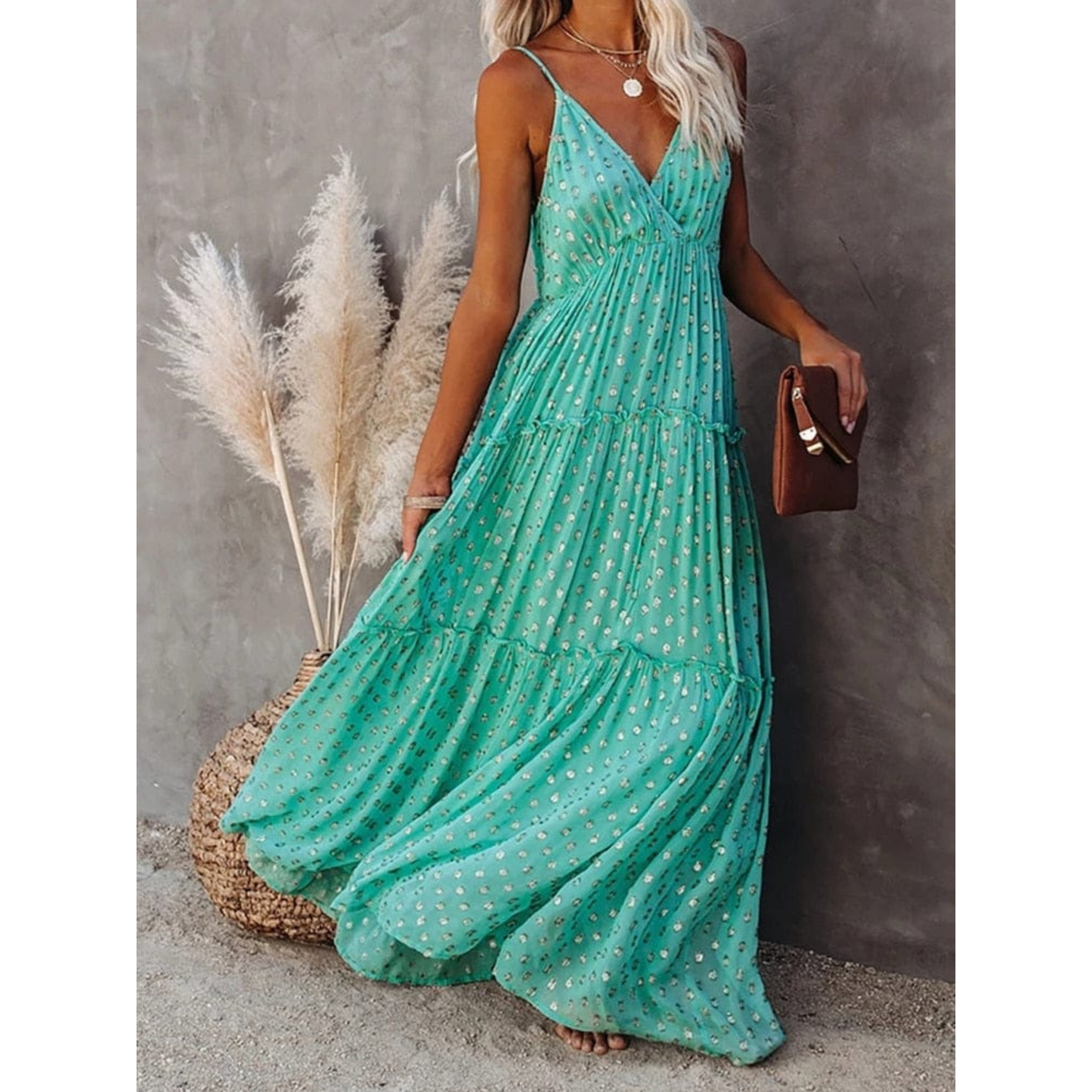 Femmes Robe Maxi Ibiza | V-Neck et Motif Estival