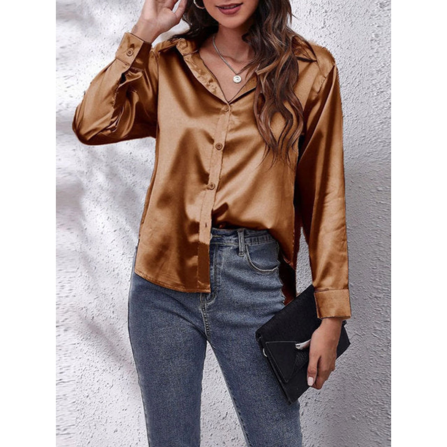 Femmes Chemise Manches Longues | Tissu Soie