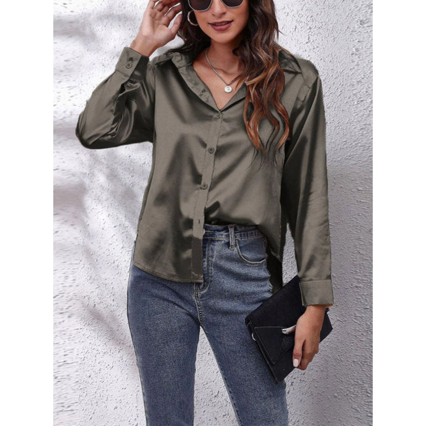 Femmes Chemise Manches Longues | Tissu Soie