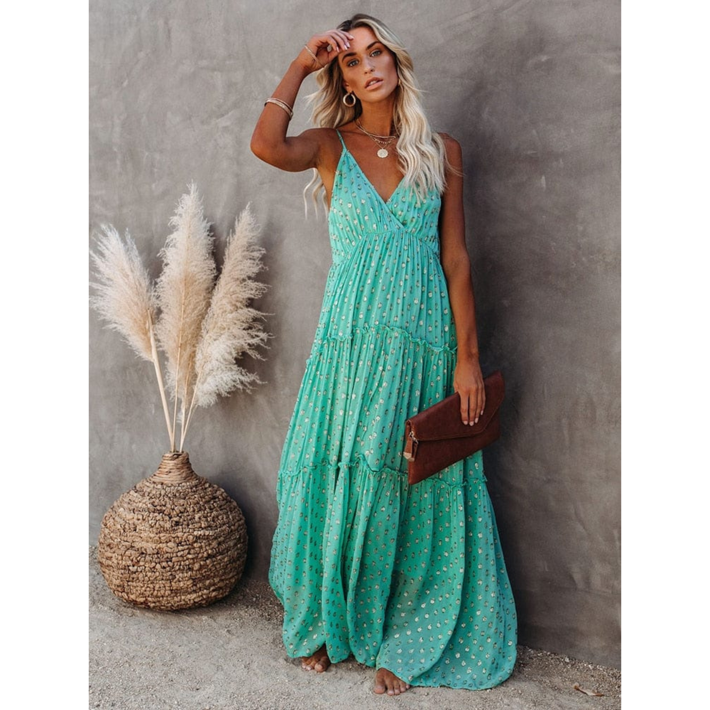 Femmes Robe Maxi Ibiza | V-Neck et Motif Estival