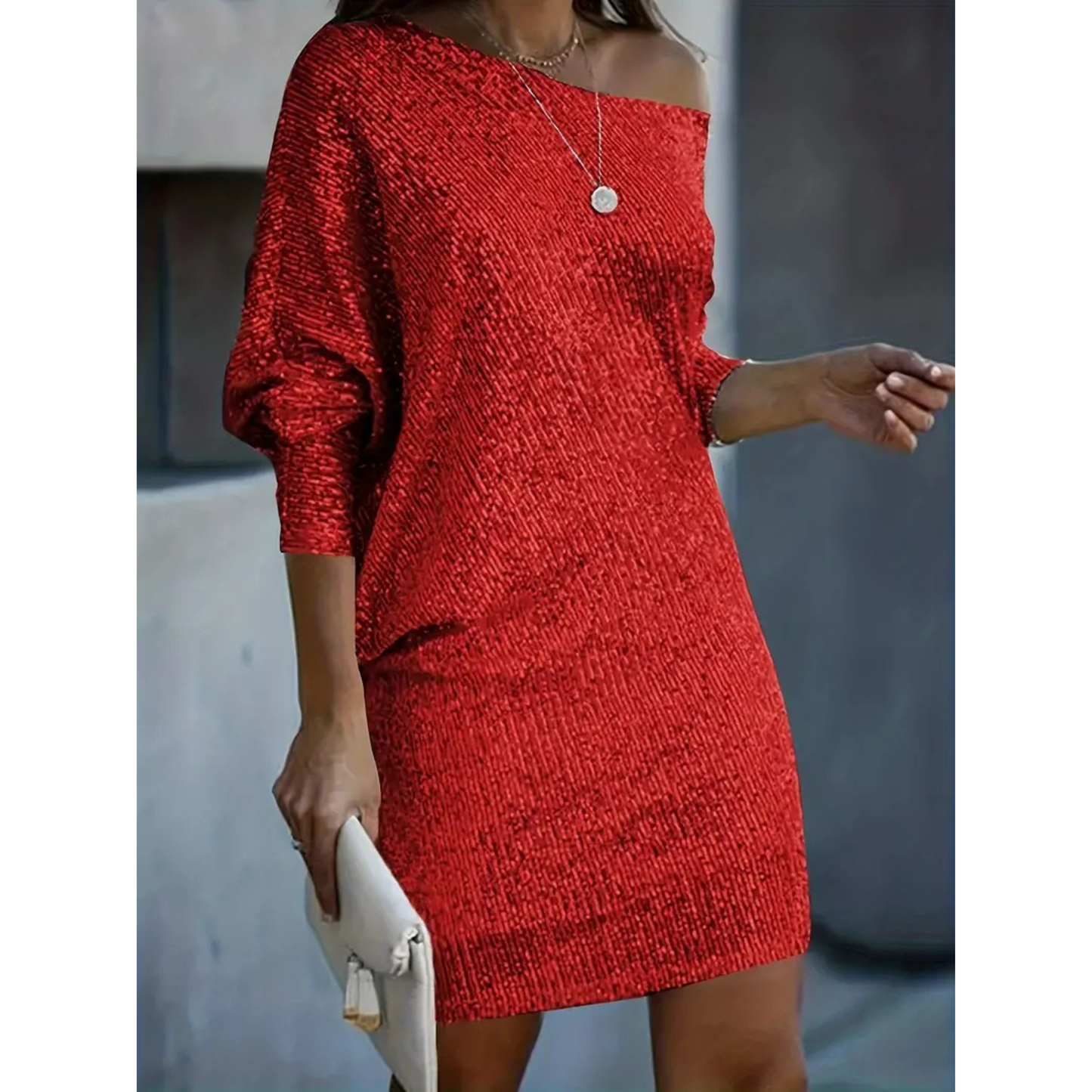 Femmes Robe de Soirée | Sequins Contrastés