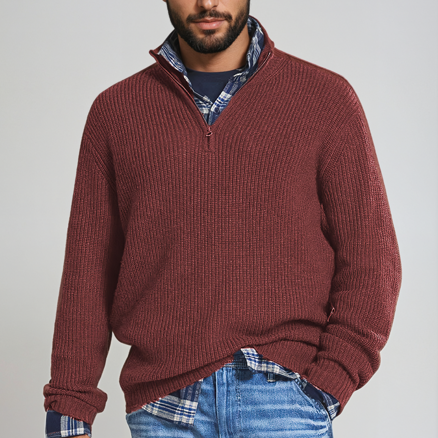 Noël | Pull Homme | Chaud et Confortable à Col Zippé