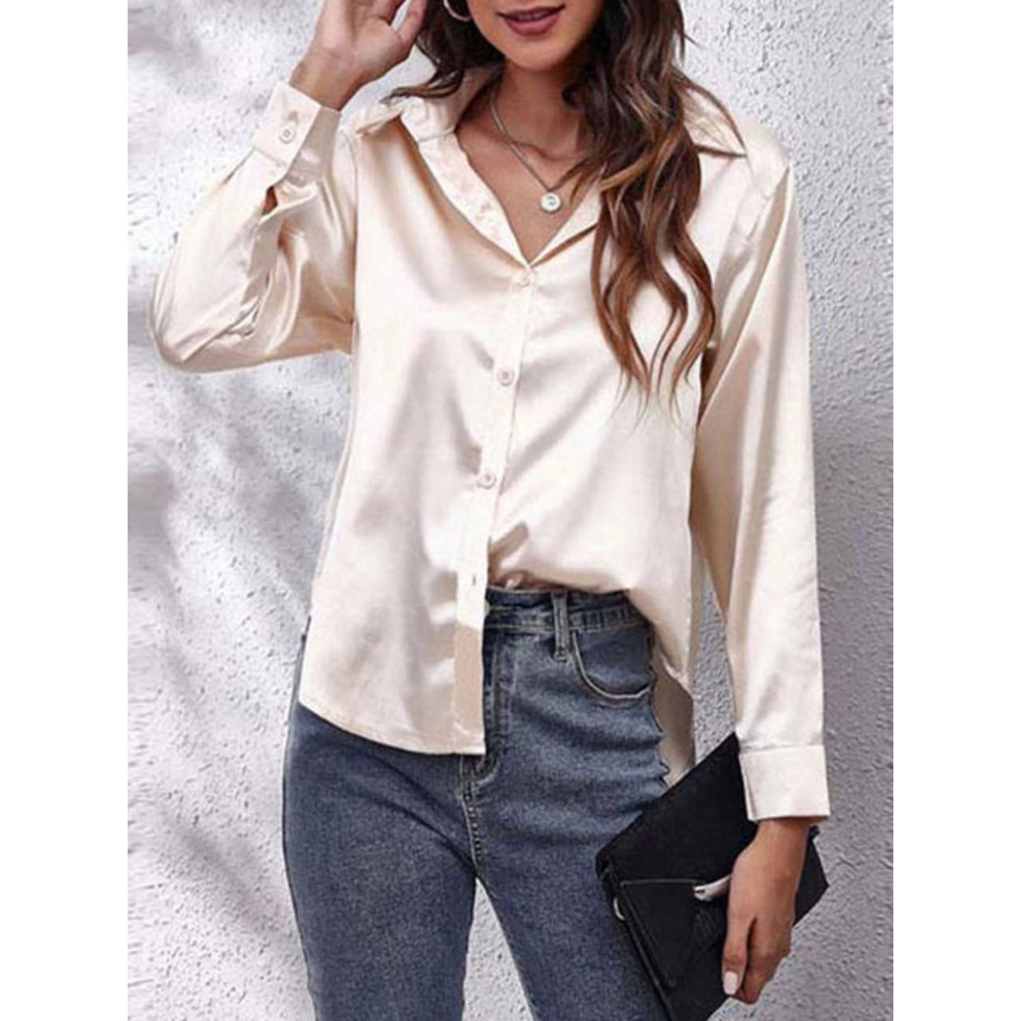 Femmes Chemise Manches Longues | Tissu Soie