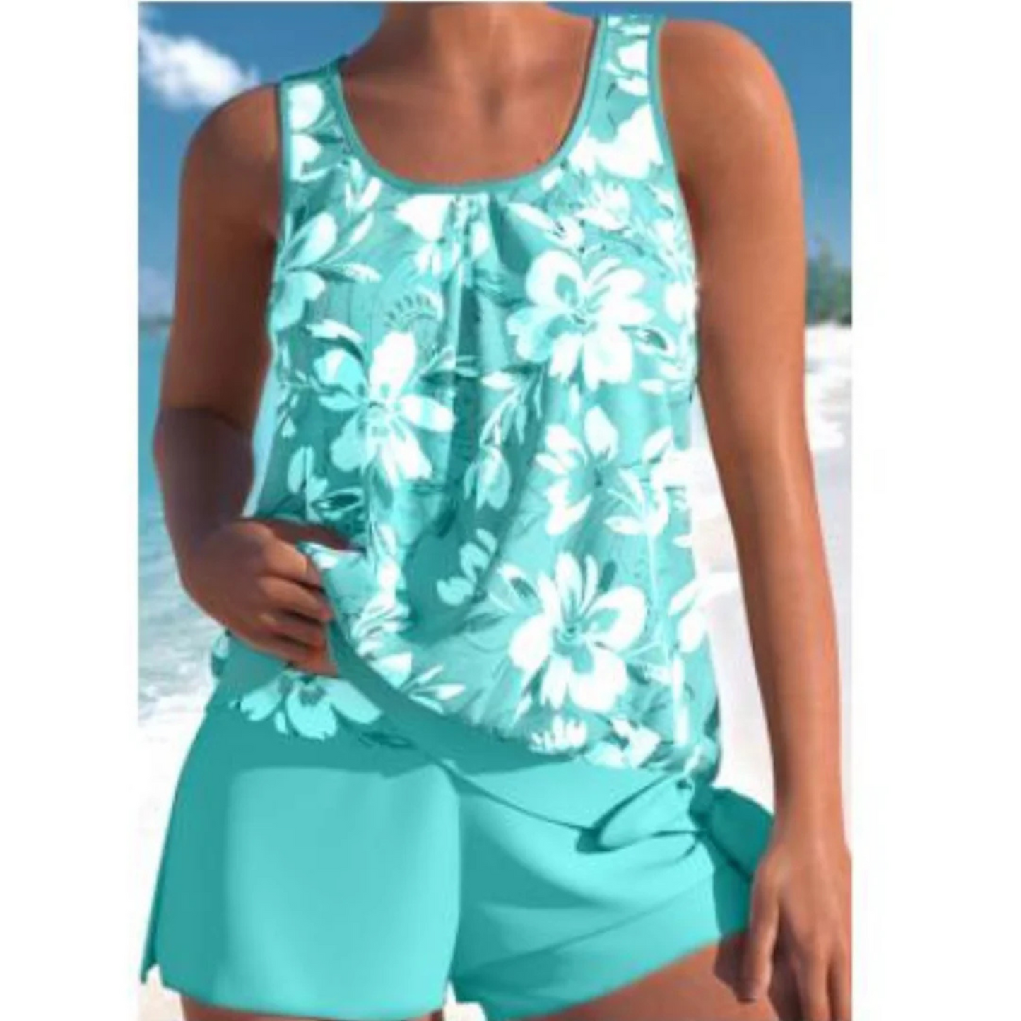 Femmes Tankini Set Bicolore | Imprimé Fleuri