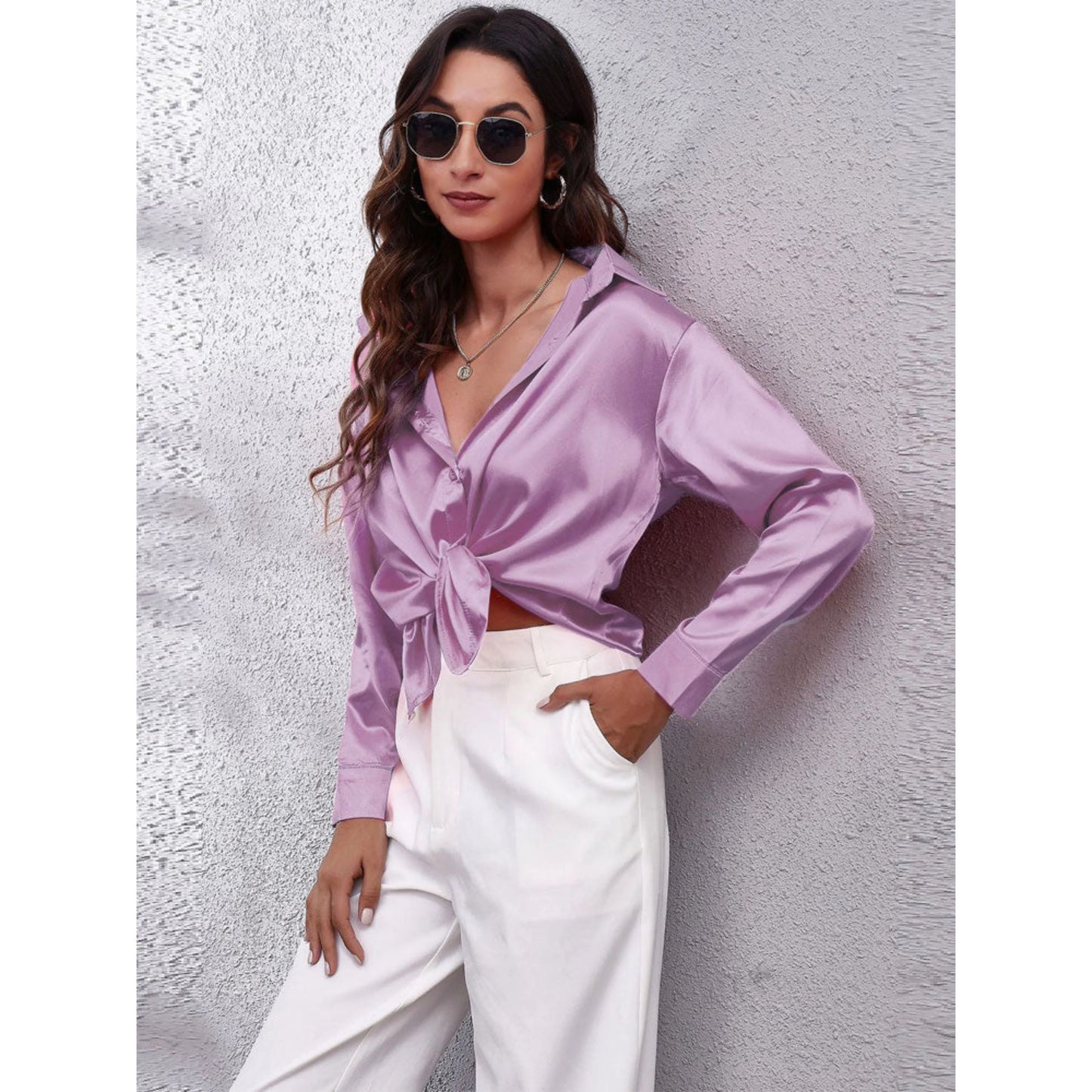 Femmes Chemise Manches Longues | Tissu Soie