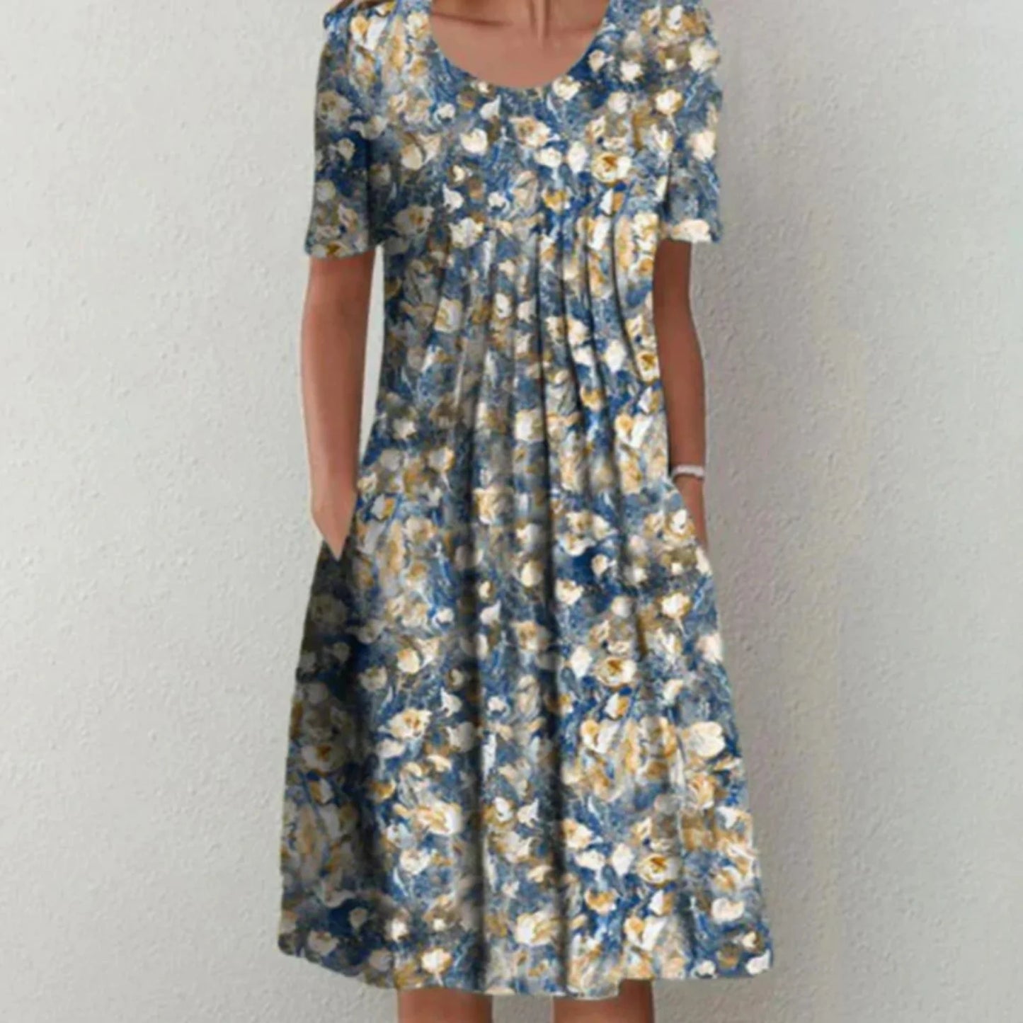 Femmes Robe d'Été Fleurie | Manches Courtes Midi