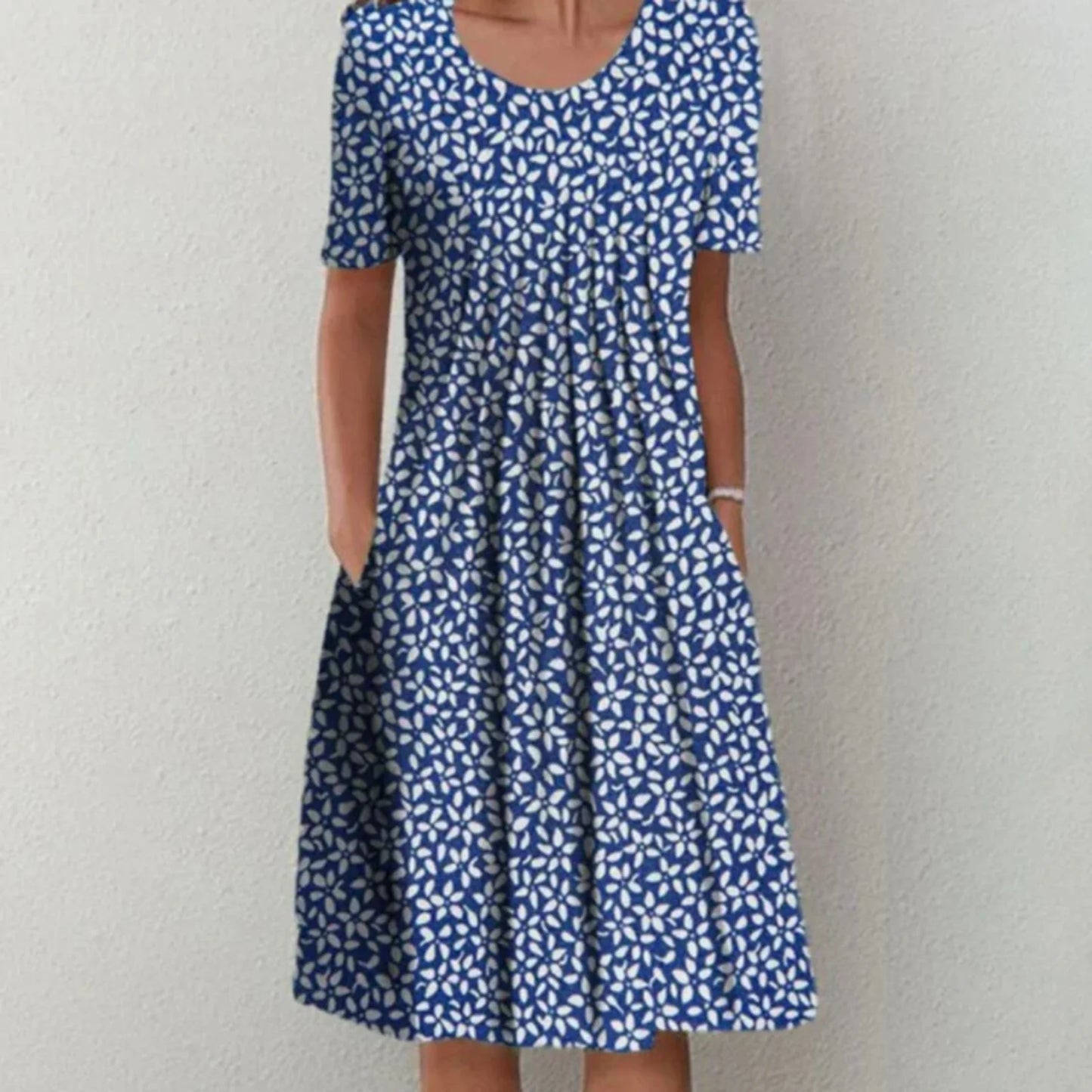 Femmes Robe d'Été Fleurie | Manches Courtes Midi