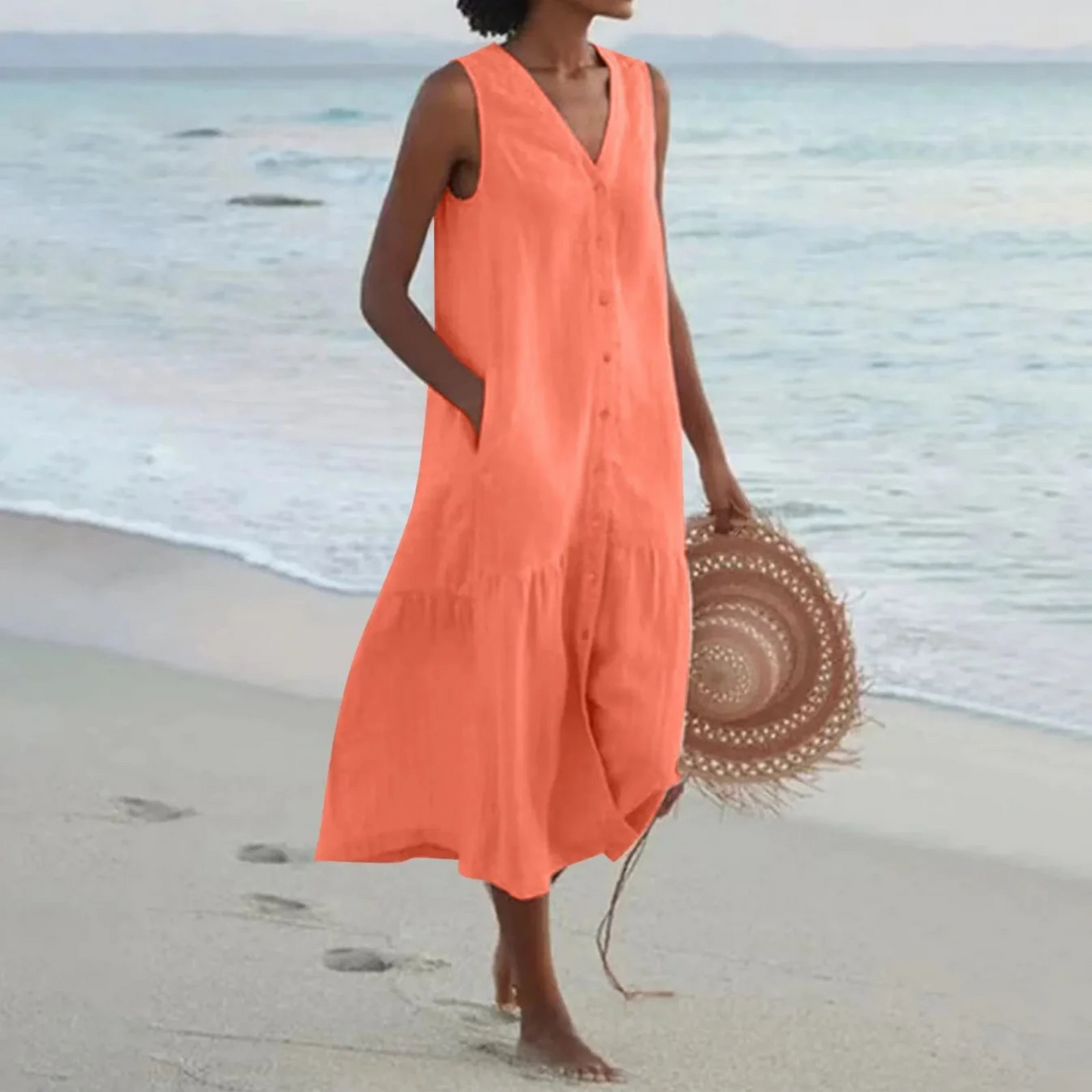Femmes Robe Premium | Col V